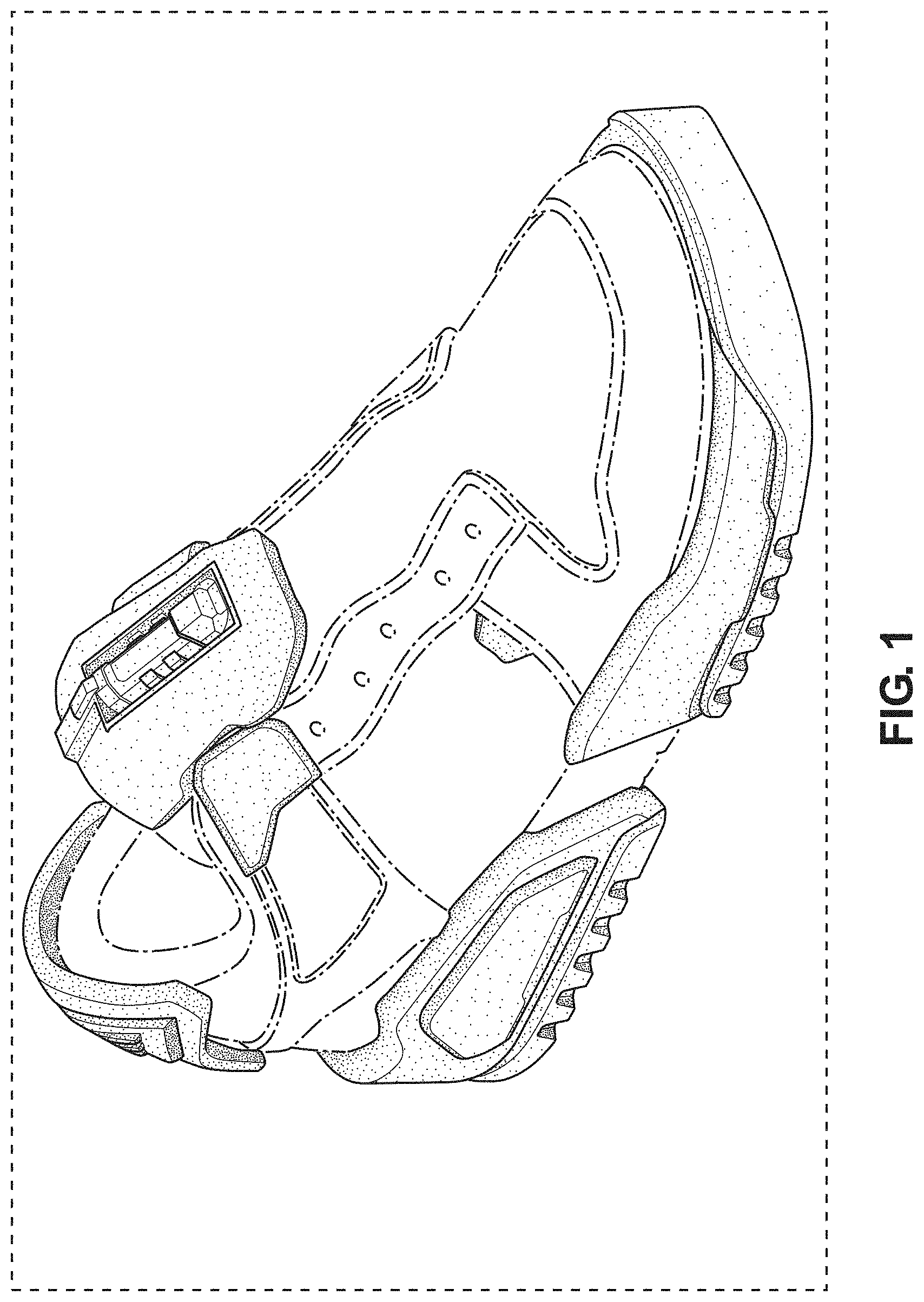 Patent USD1000478 Figure 1 – Display screen with virtual three-dimensional shoe or display system with virtual three-dimensional shoe