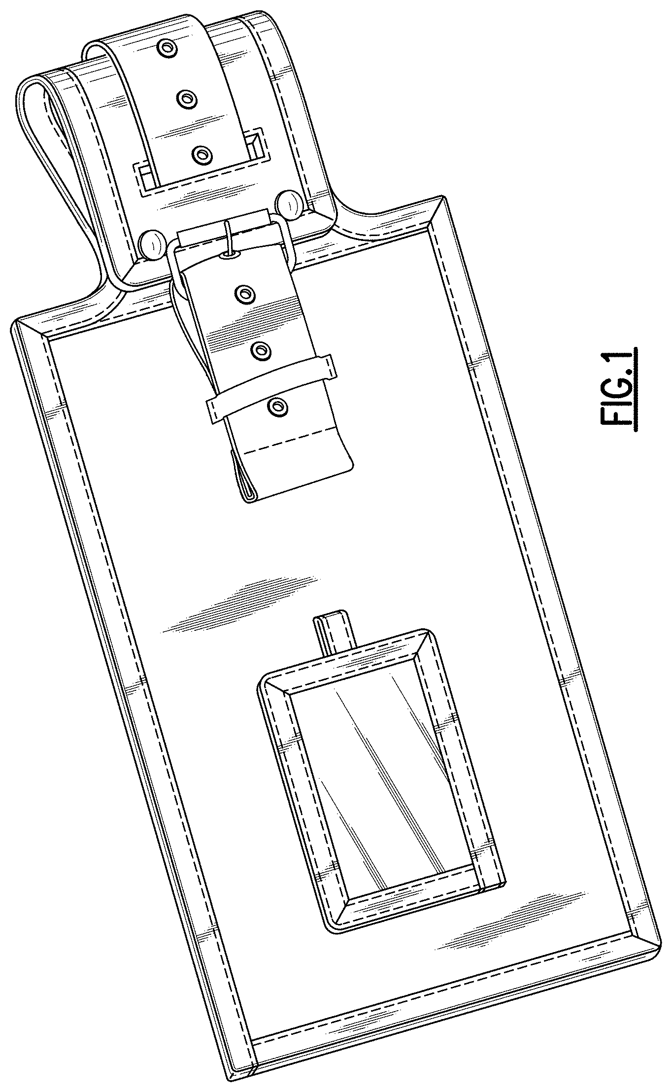 Patent USD1000523 Figure 1 – Re-usable shipping tag for baggage
