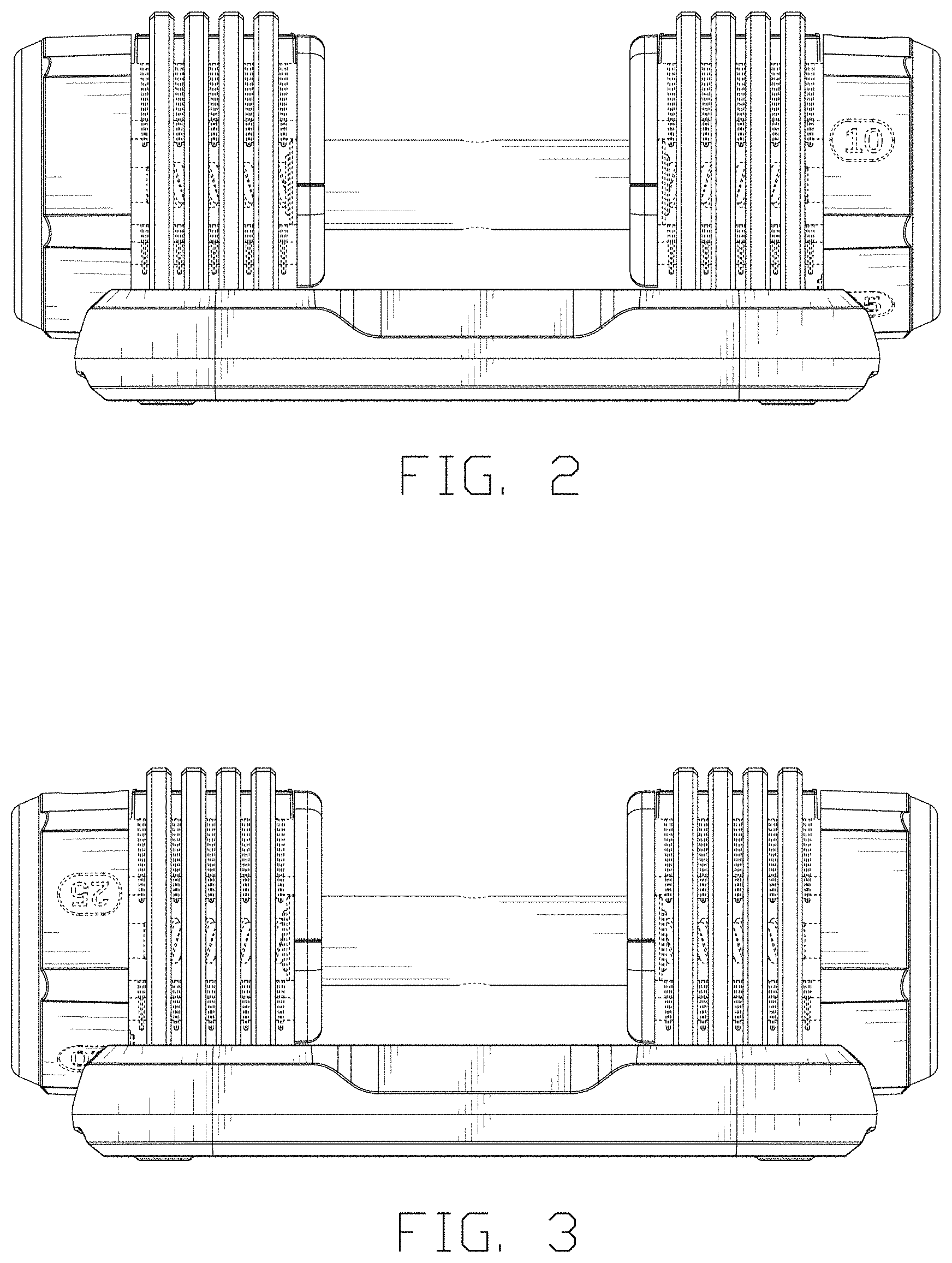 Patent USD1000553 Figure 2 – Adustable dumbbell