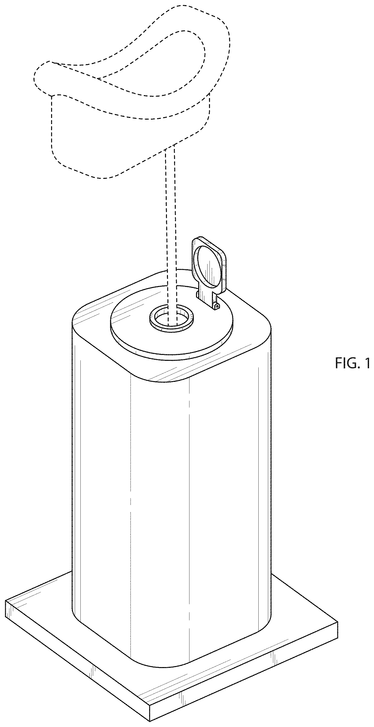 Patent USD1000597 Figure 1 – Portable urinal