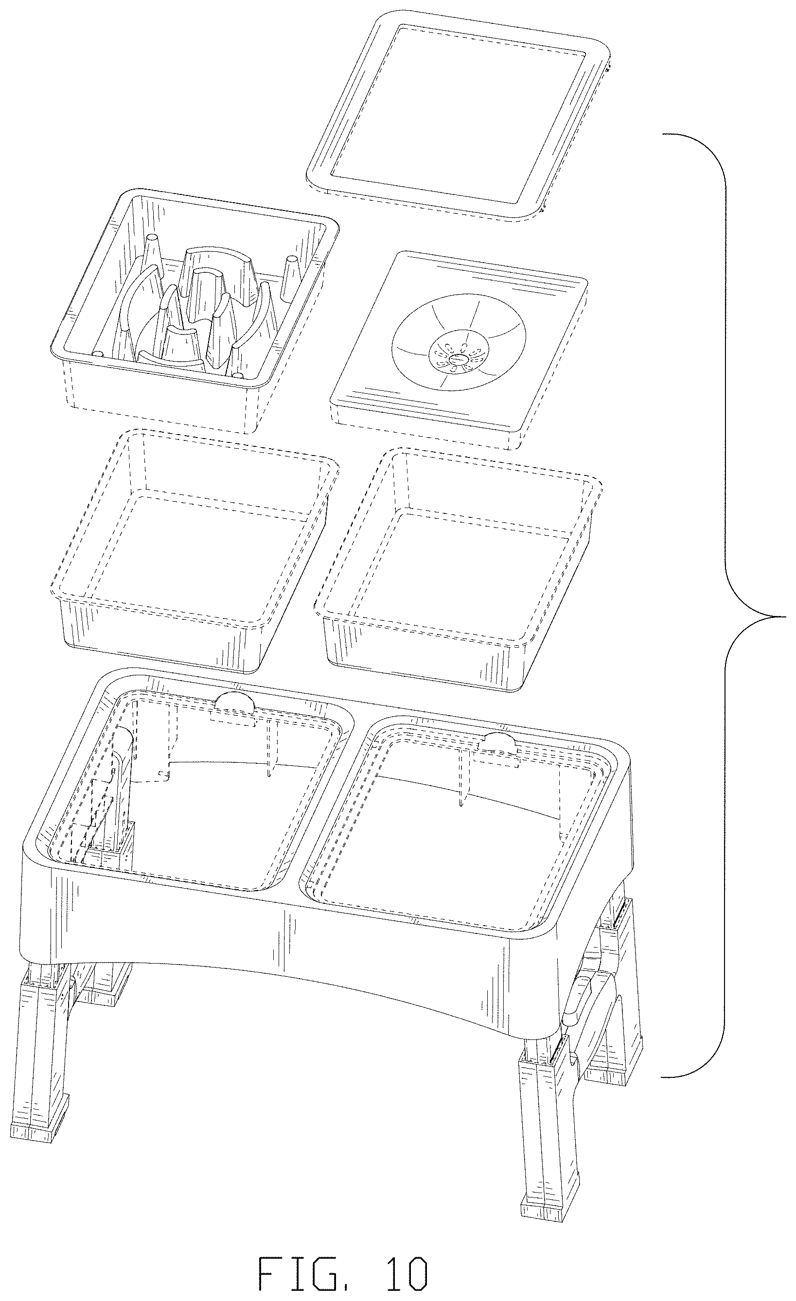 Patent USD1000724 Figure 10 – Adjustable raised dog bowl