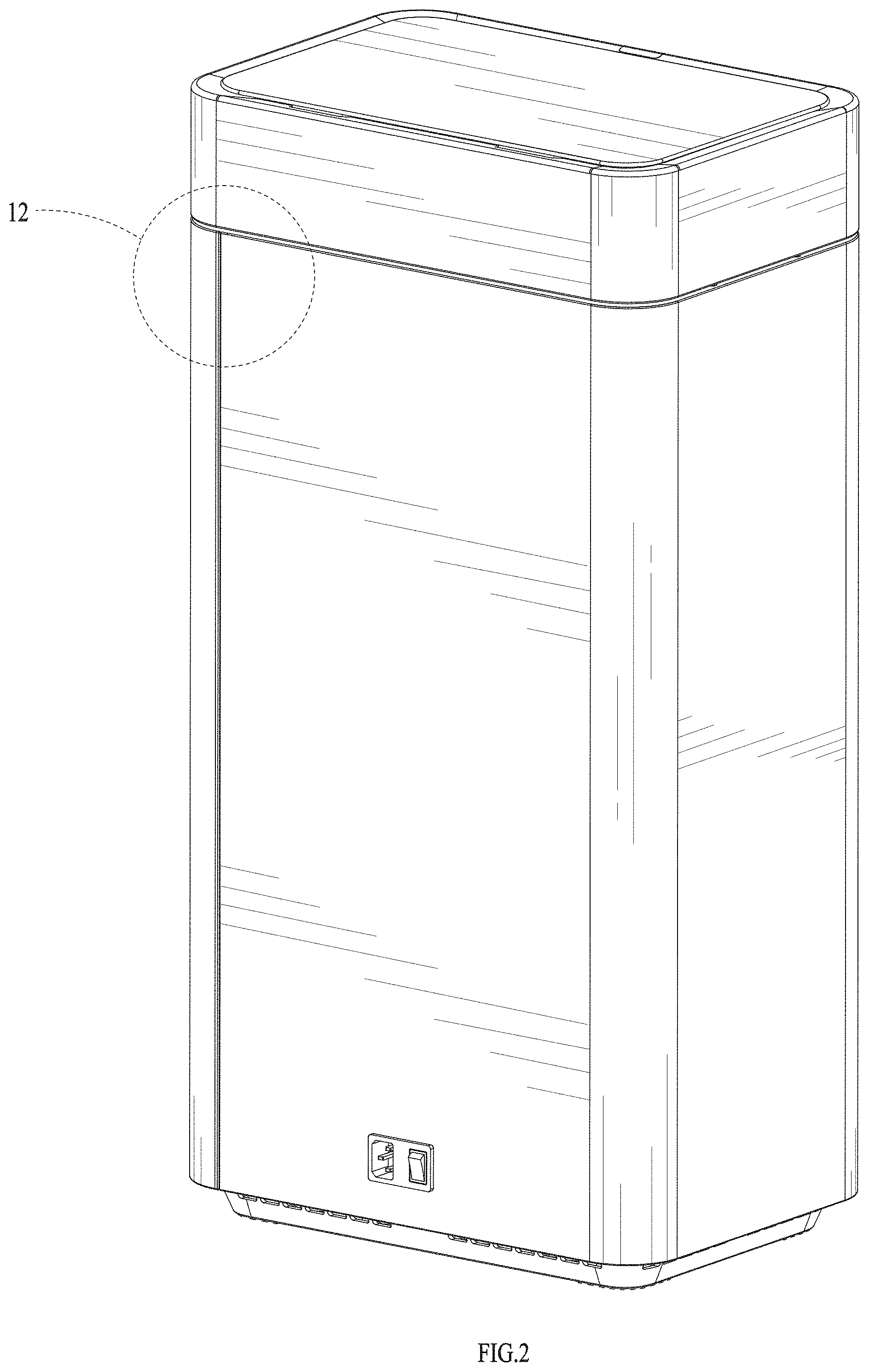 Patent USD1000746 Figure 2 – Trash receptacle