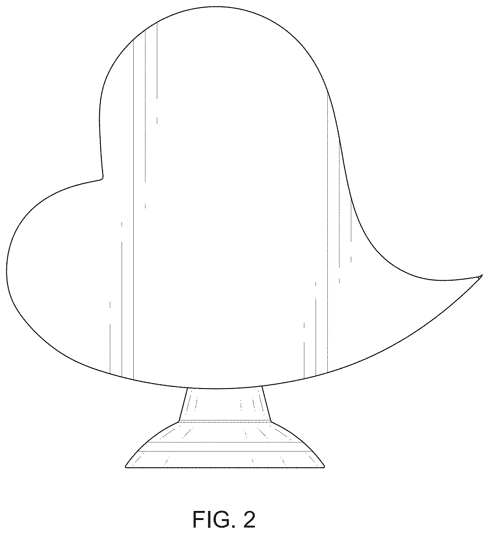Patent USD1000749 Figure 2 – Curved heart cremation urn