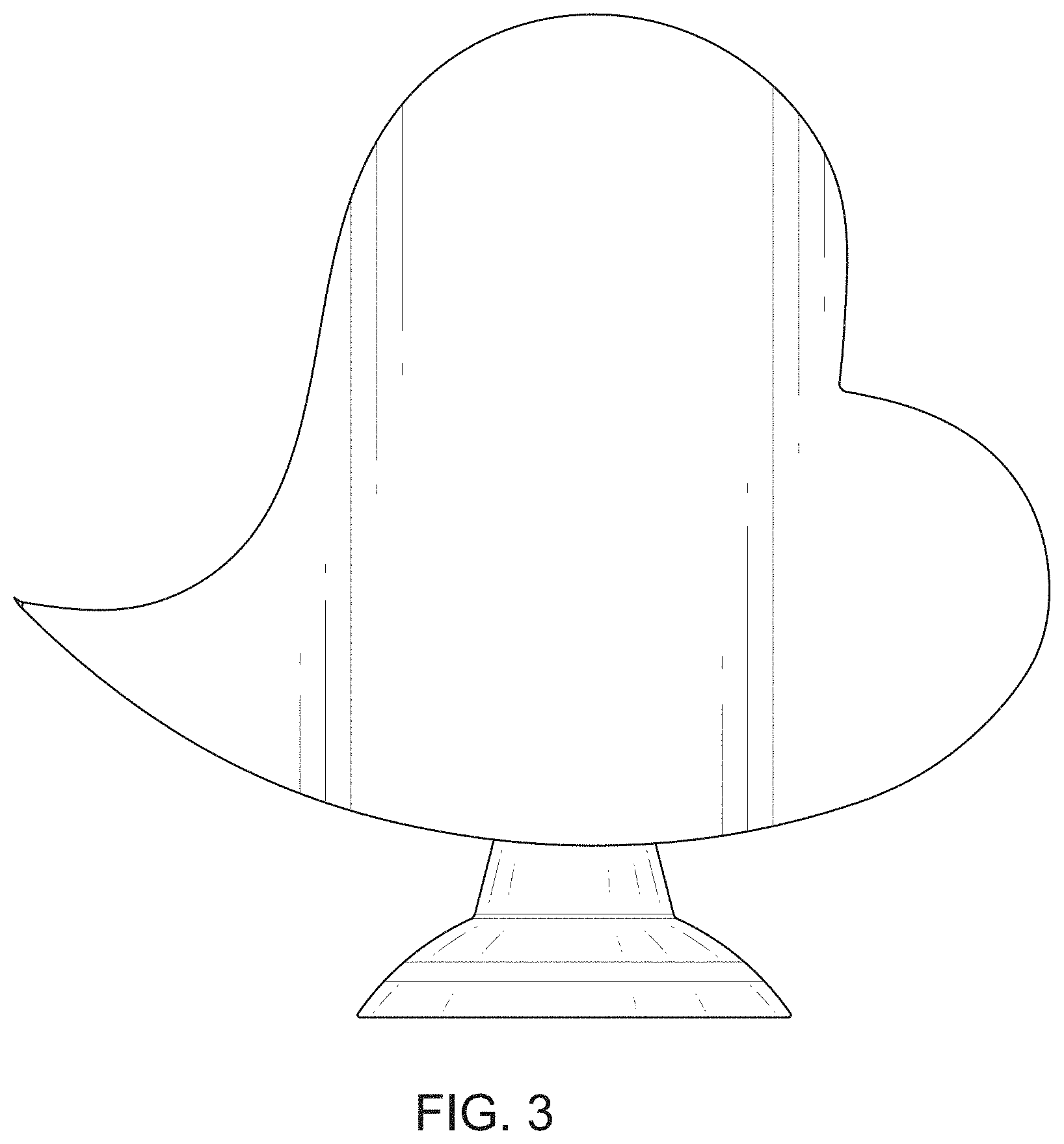 Patent USD1000749 Figure 3 – Curved heart cremation urn