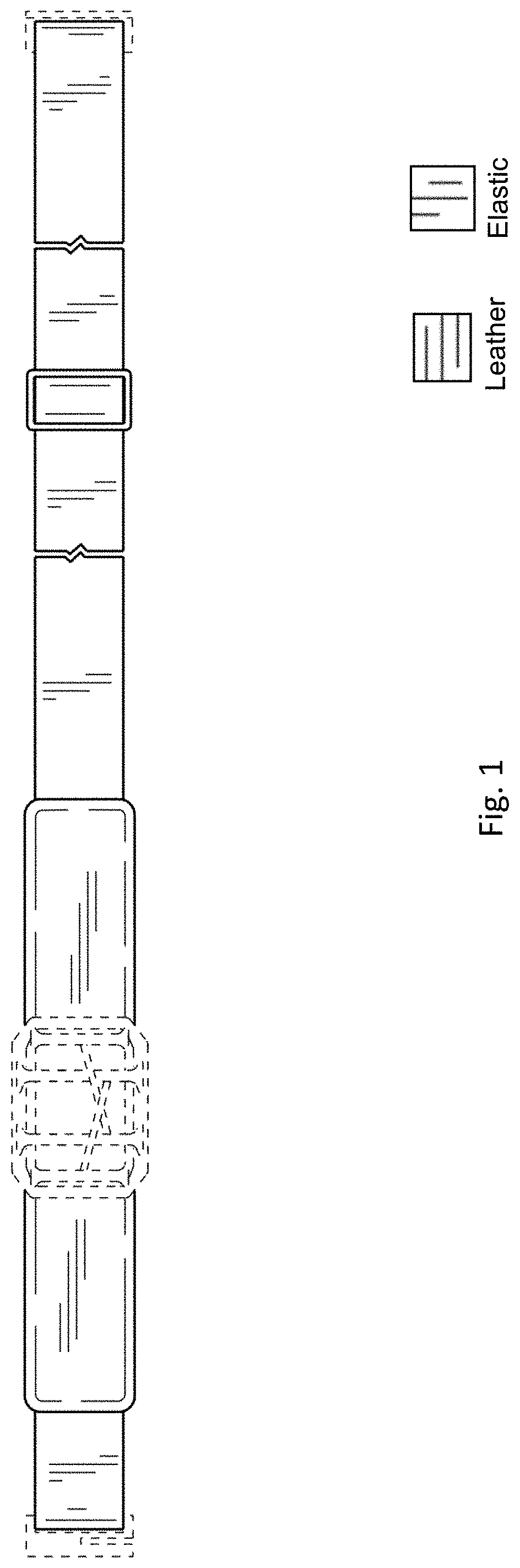 Patent USD1000754 Figure 1 – Leather and elastic belt