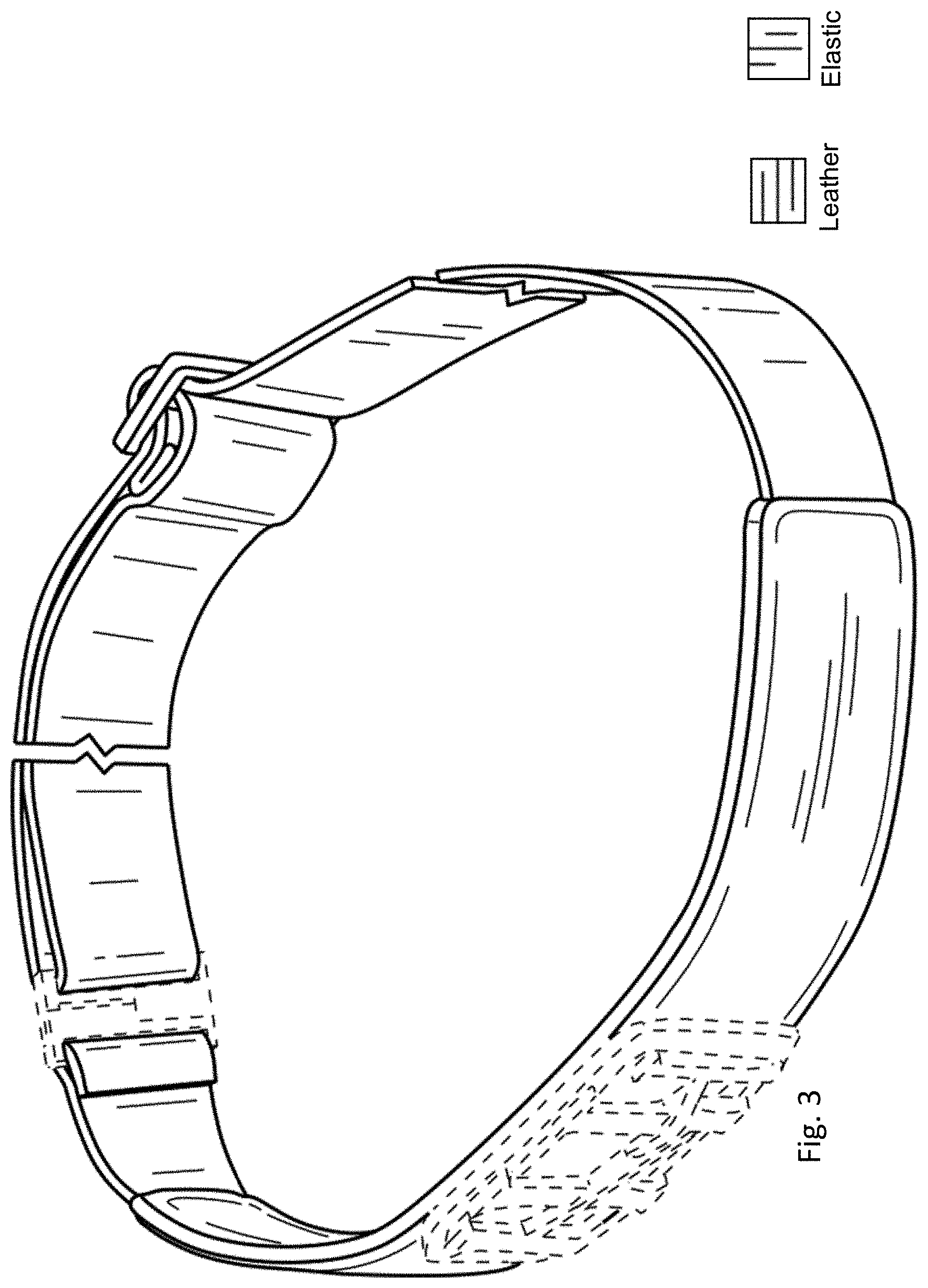 Patent USD1000754 Figure 3 – Leather and elastic belt