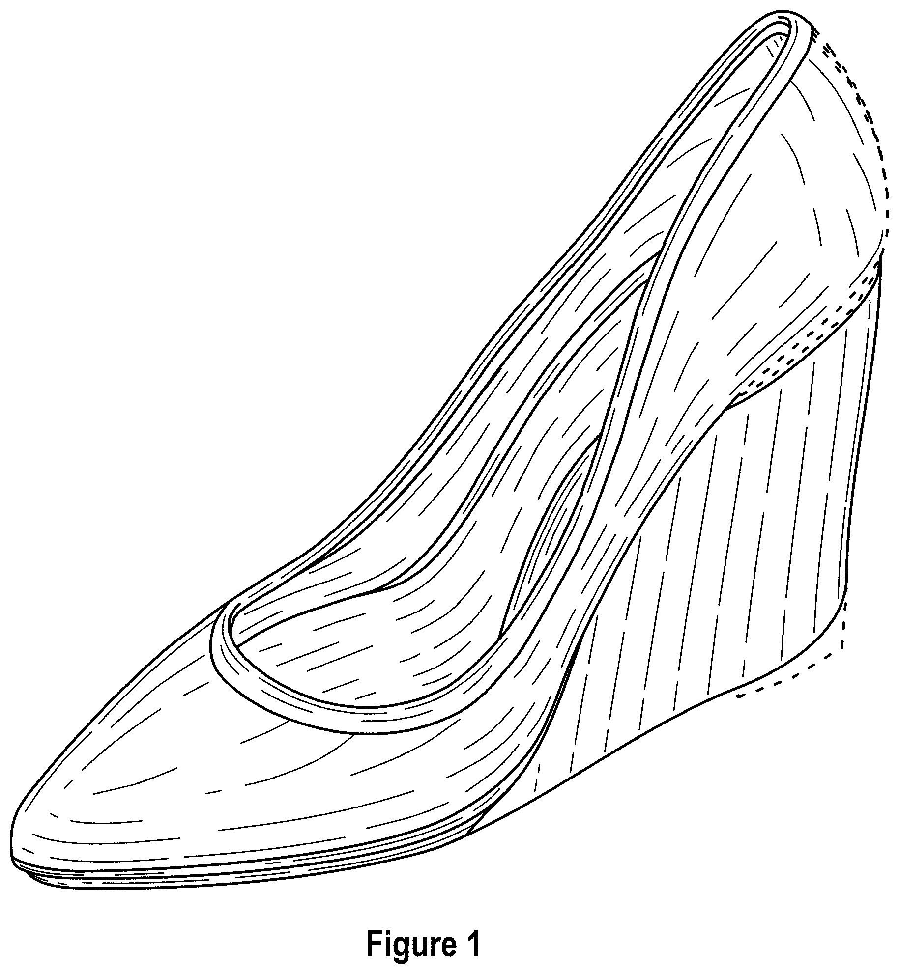 Patent USD1000765 — Shoe with wedge and outsole patch — Figure 1