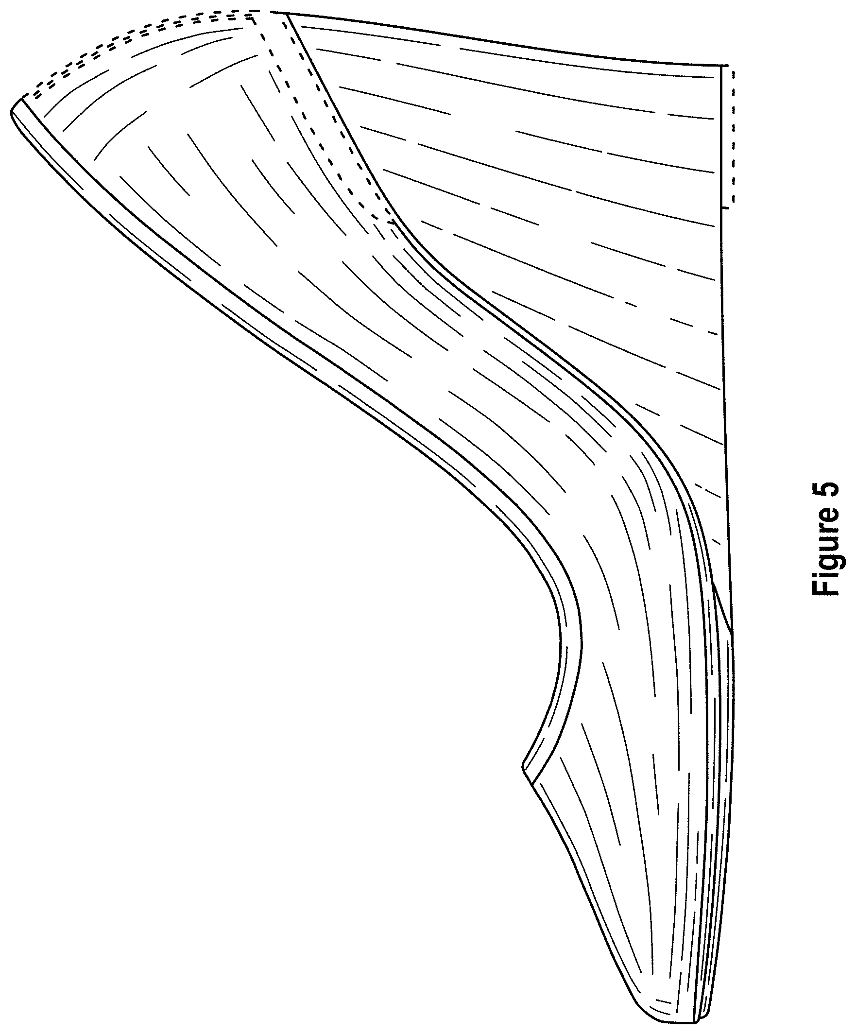 Patent USD1000765 Figure 5 – Shoe with wedge and outsole patch