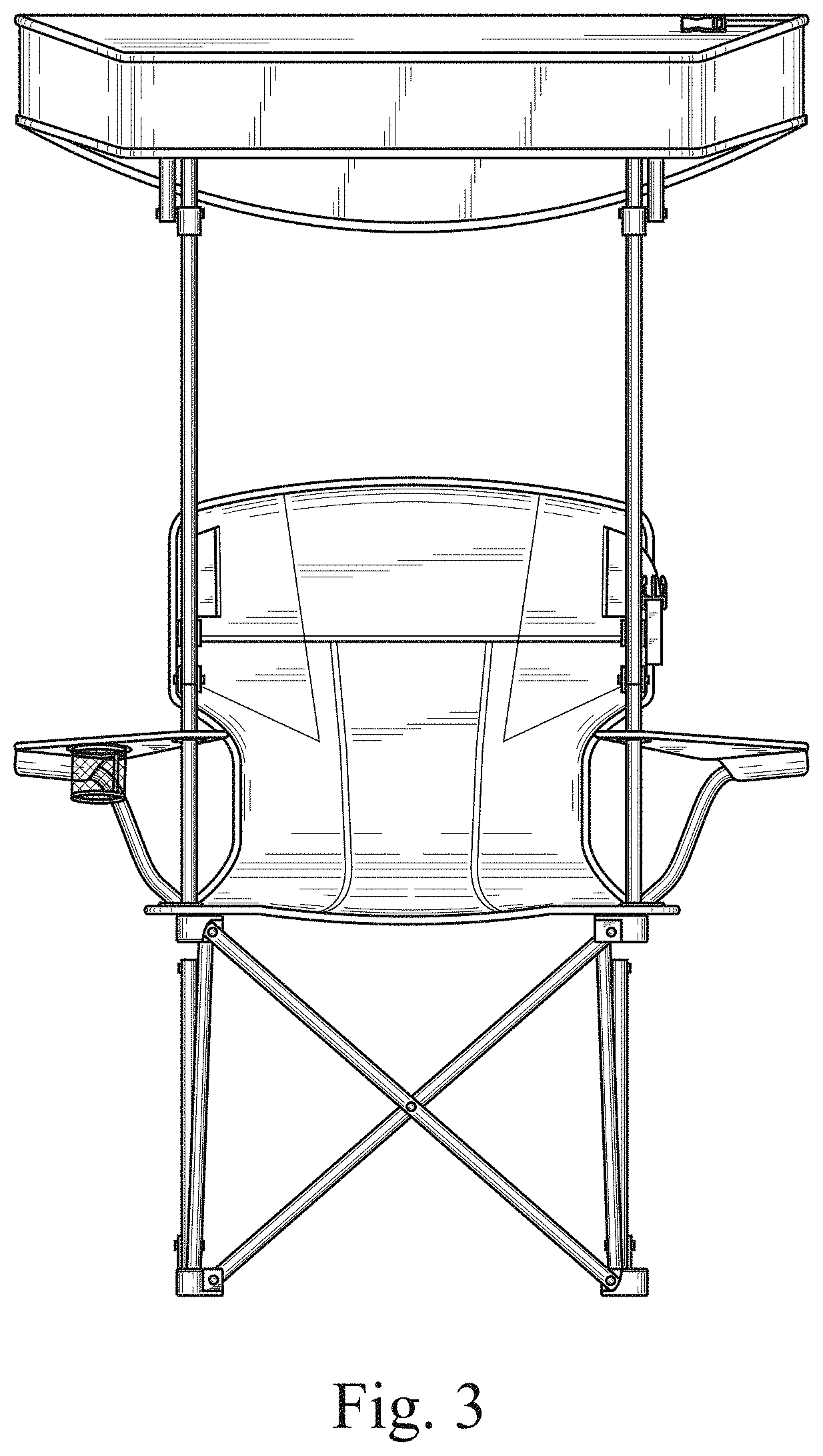 Patent USD1000852 Figure 3 – Folding chair with sunshade