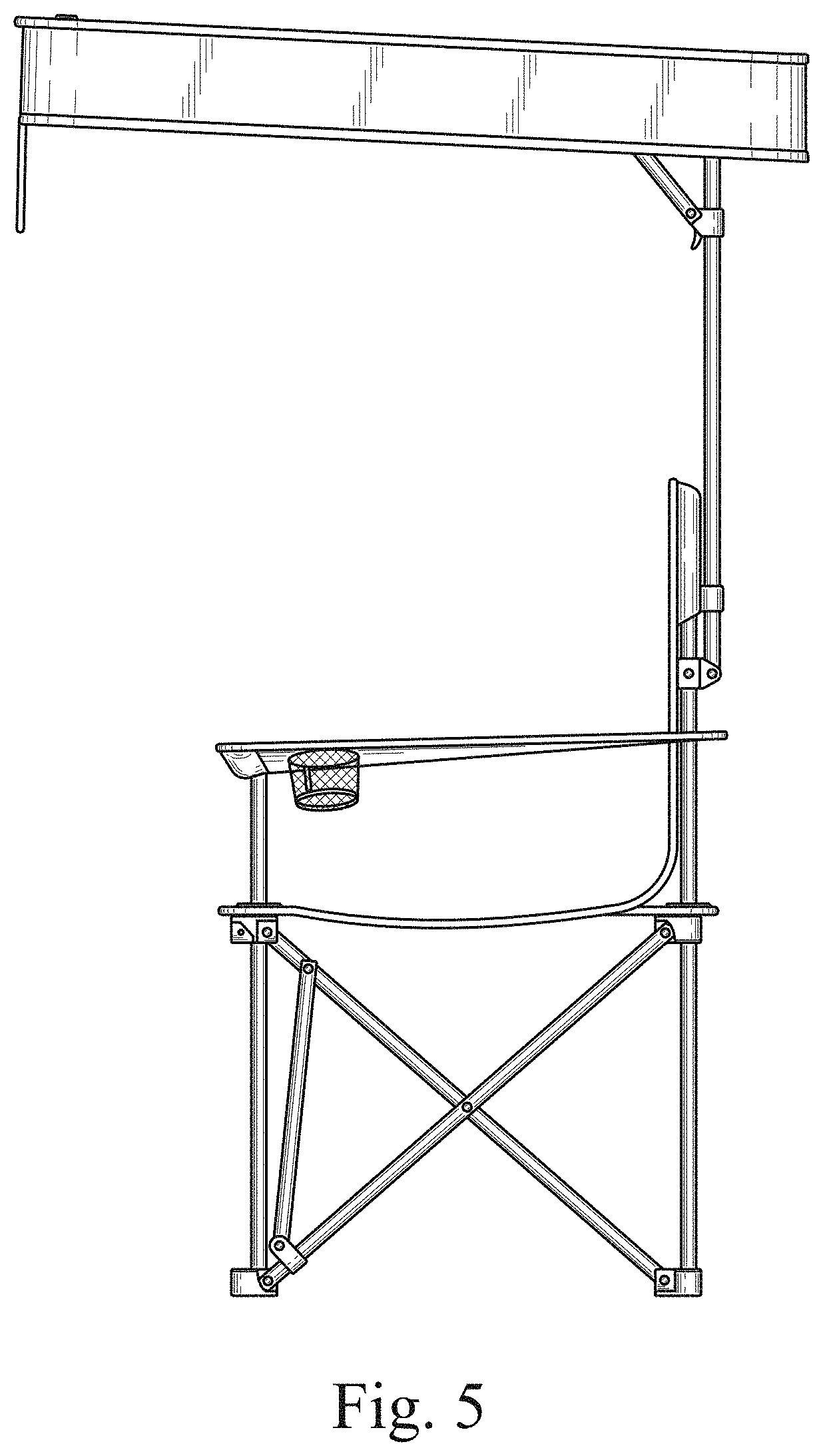 Patent USD1000852 Figure 5 – Folding chair with sunshade