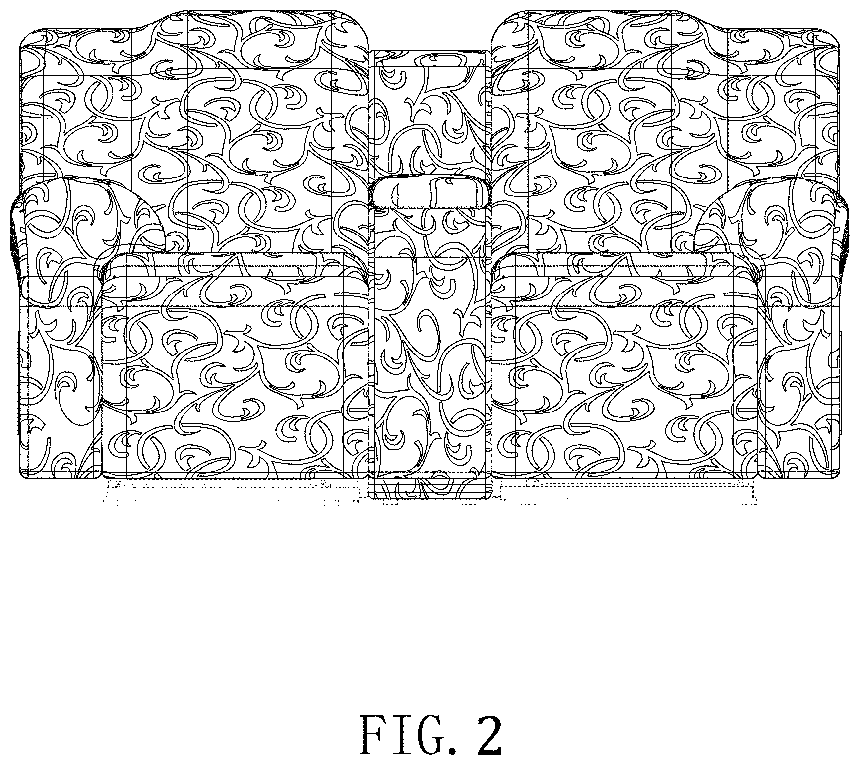 Patent USD1000875 Figure 2 – Recliner loveseat slipcover