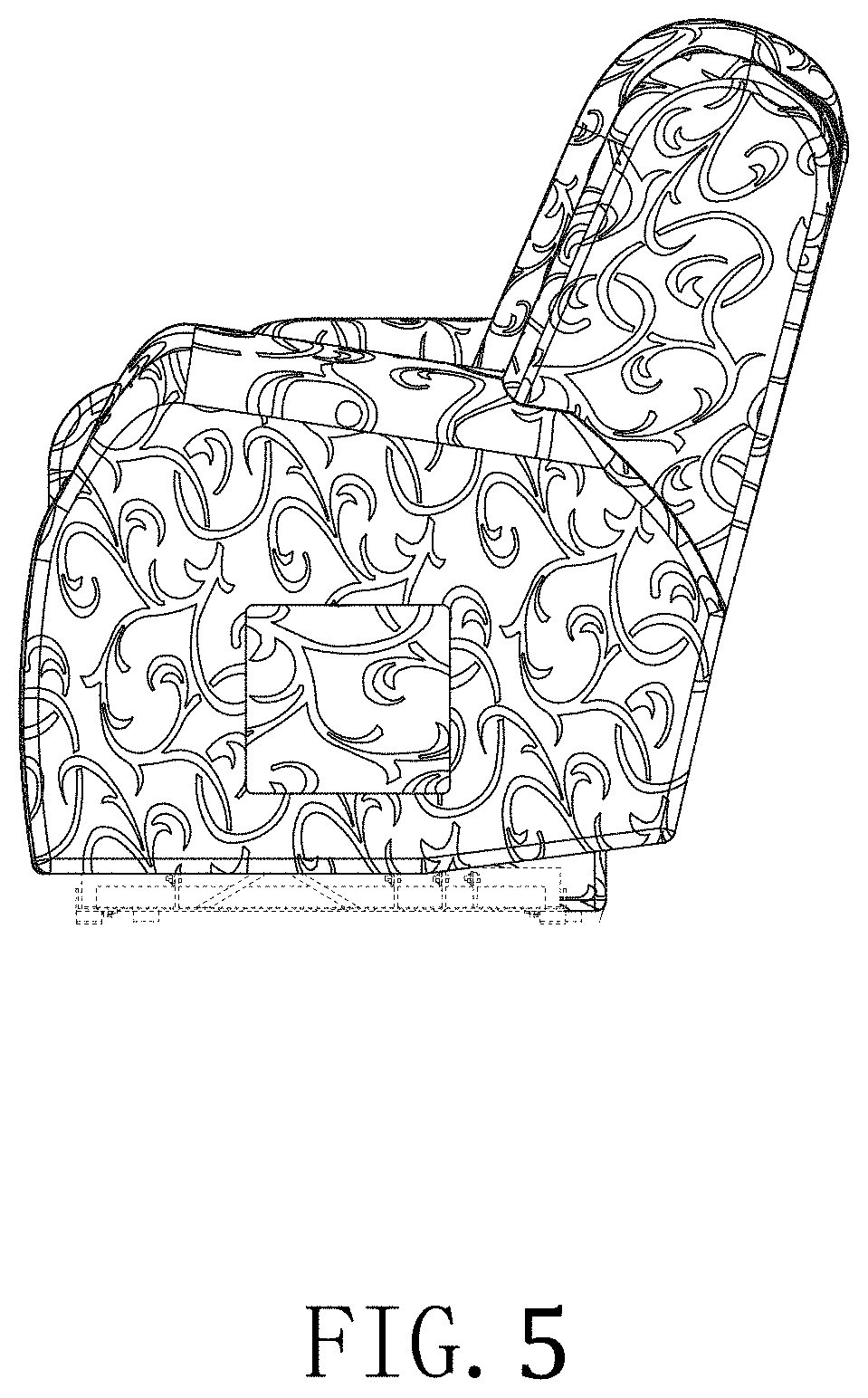 Patent USD1000875 Figure 5 – Recliner loveseat slipcover
