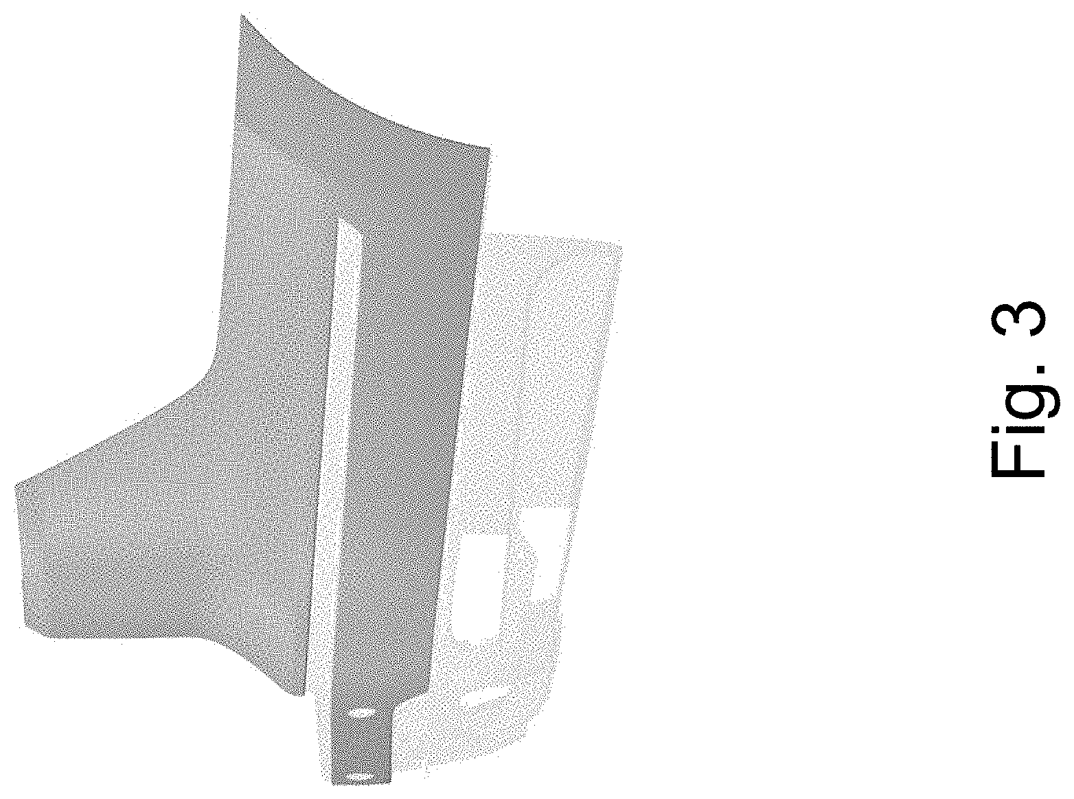 Patent USD1001025 Figure 3 – Vehicle rear upper bumper cover