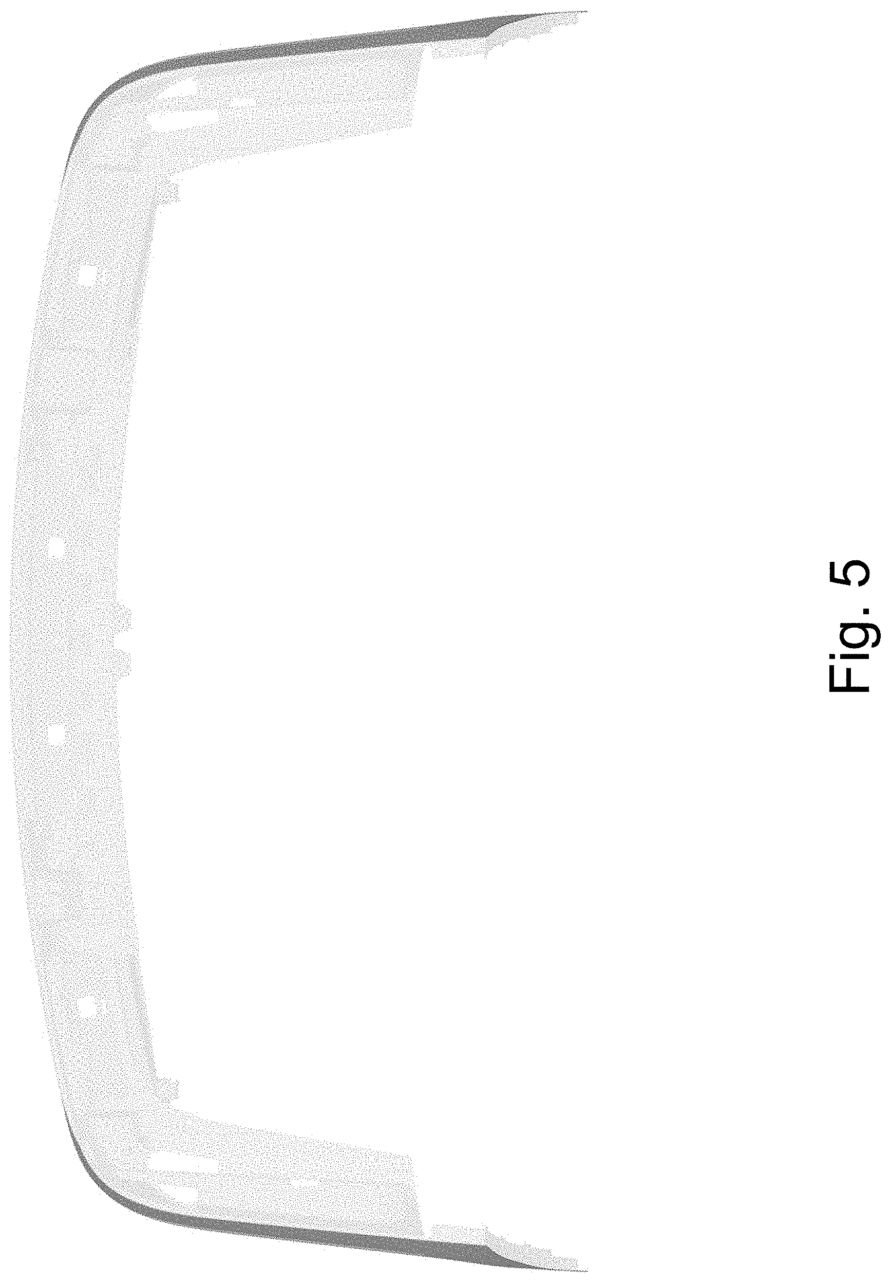 Patent USD1001025 Figure 5 – Vehicle rear upper bumper cover