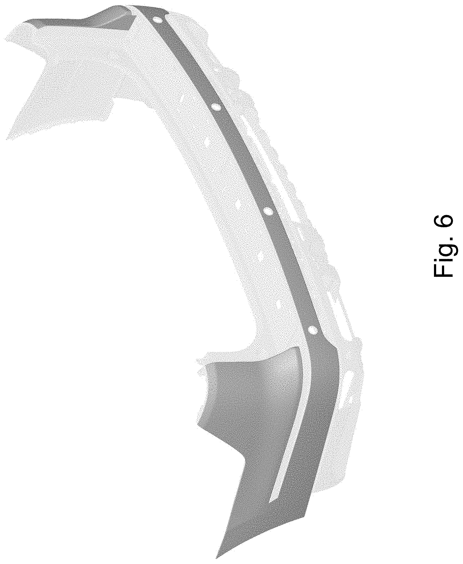 Patent USD1001025 Figure 6 – Vehicle rear upper bumper cover