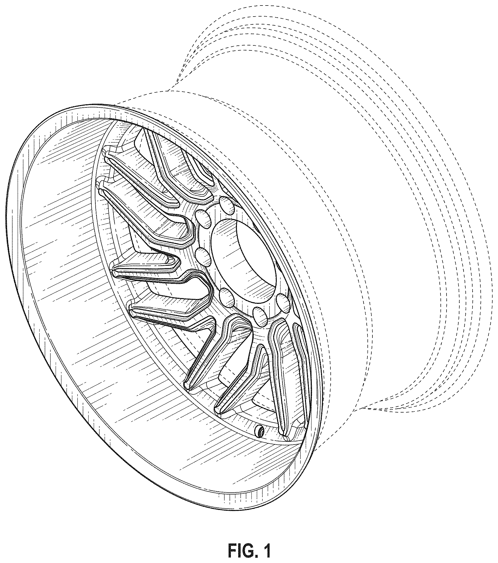 Patent USD1001038 Figure 1 – Wheel