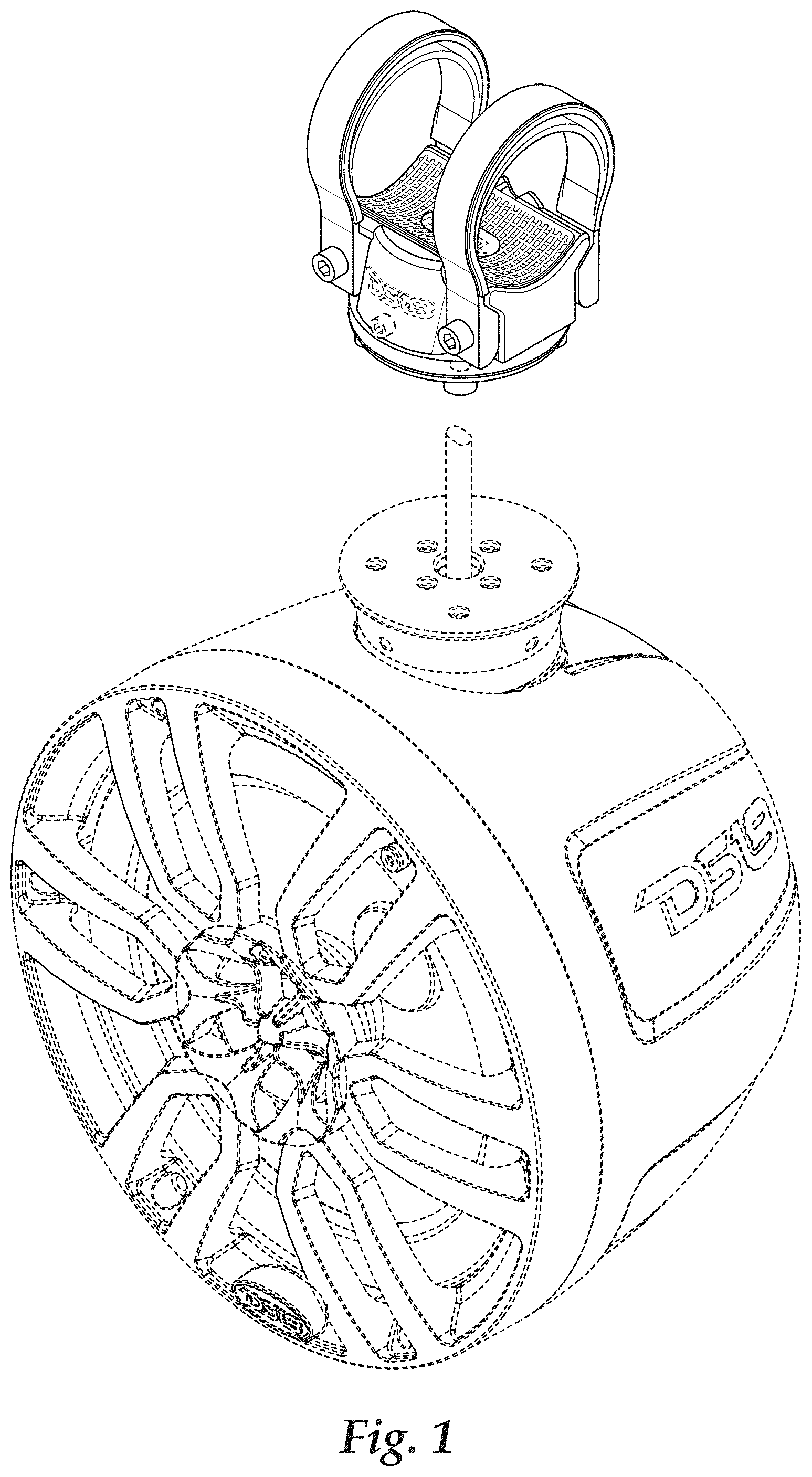 Patent USD1001039 — Clamp for ATV, boat, and/or jetski — Figure 1