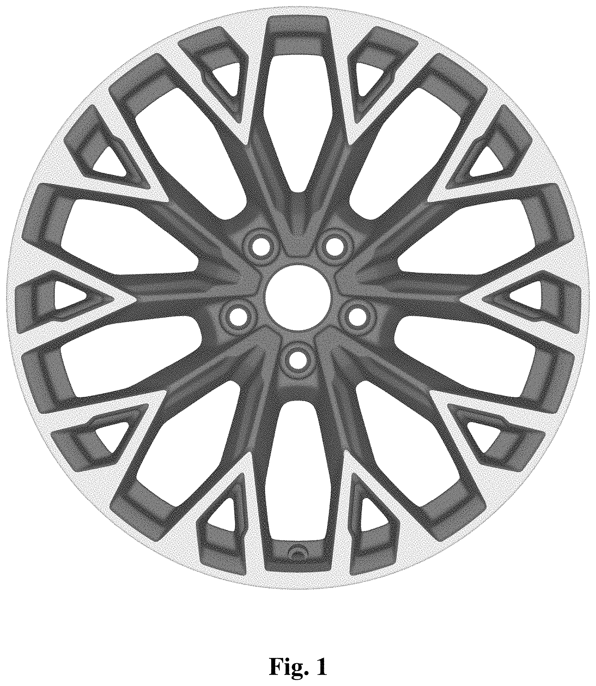 Patent USD1001045 Figure 1 – Vehicle wheel rim