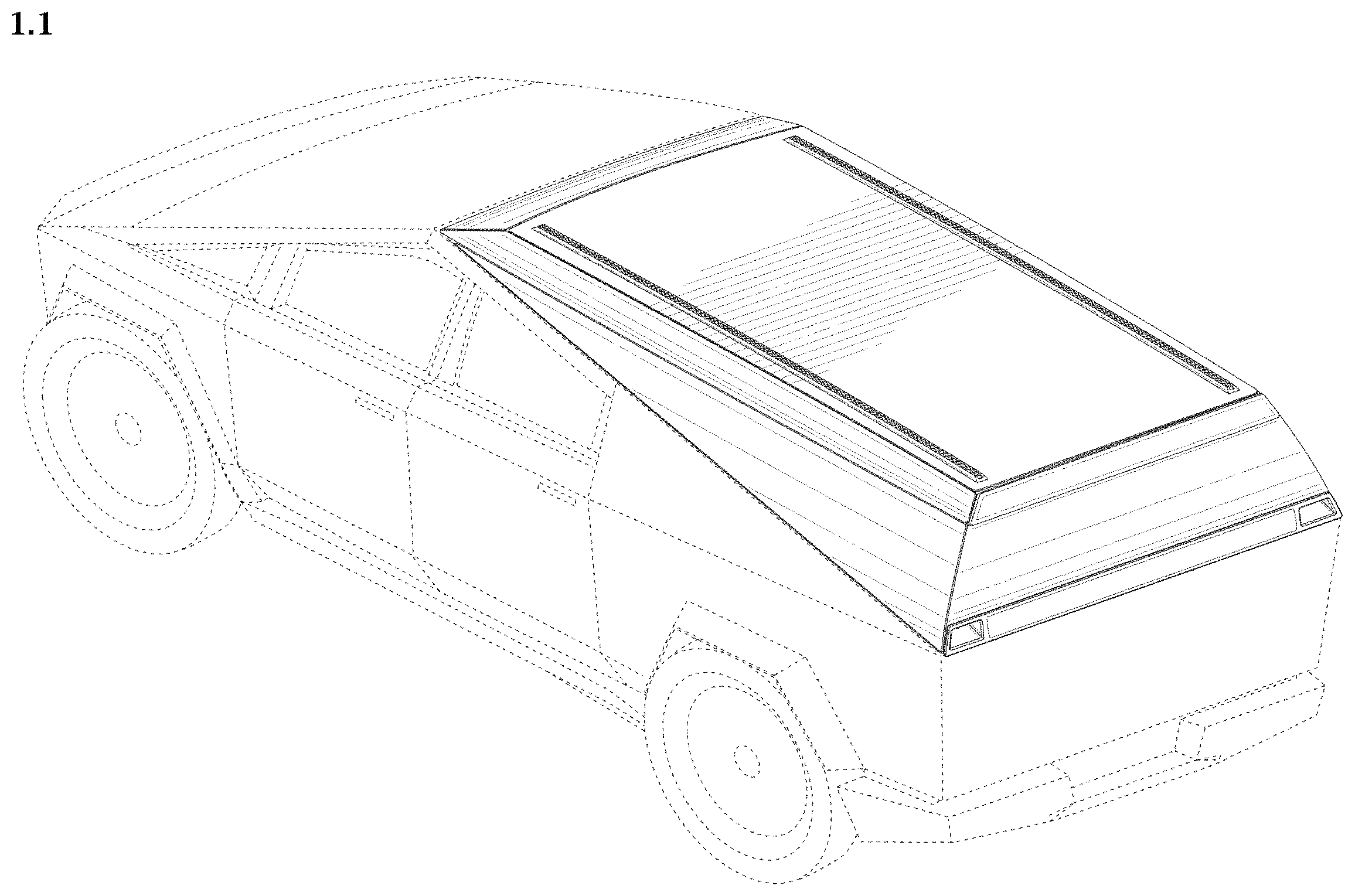Patent USD1001053 Figure 1 – Pop-up camper for pick-up truck