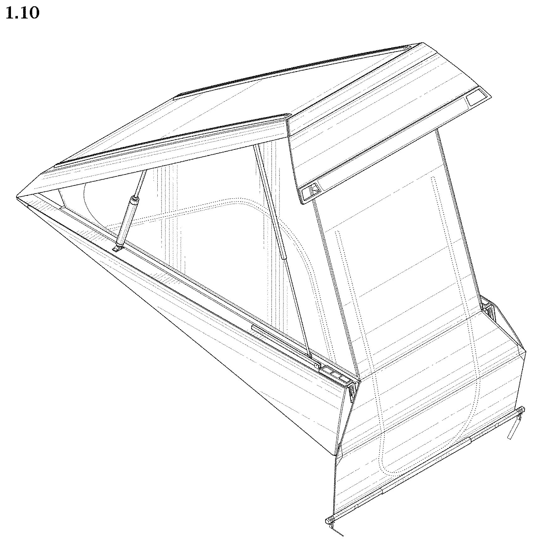 Patent USD1001053 Figure 10 – Pop-up camper for pick-up truck