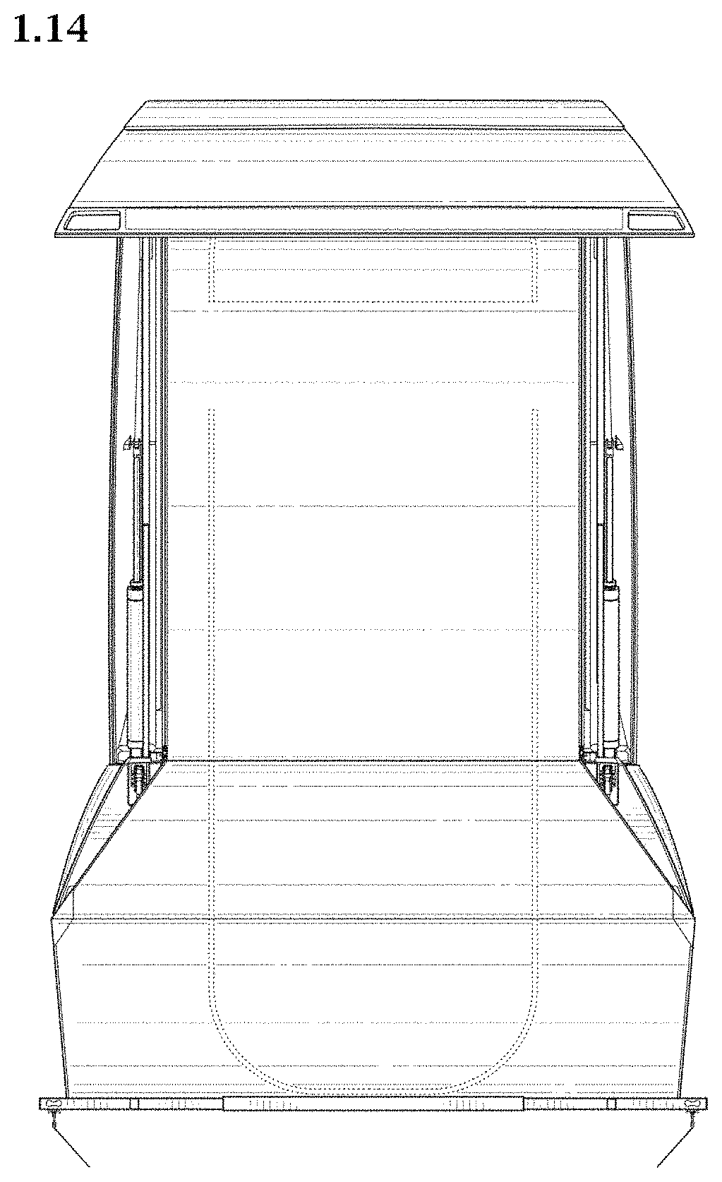 Patent USD1001053 Figure 14 – Pop-up camper for pick-up truck