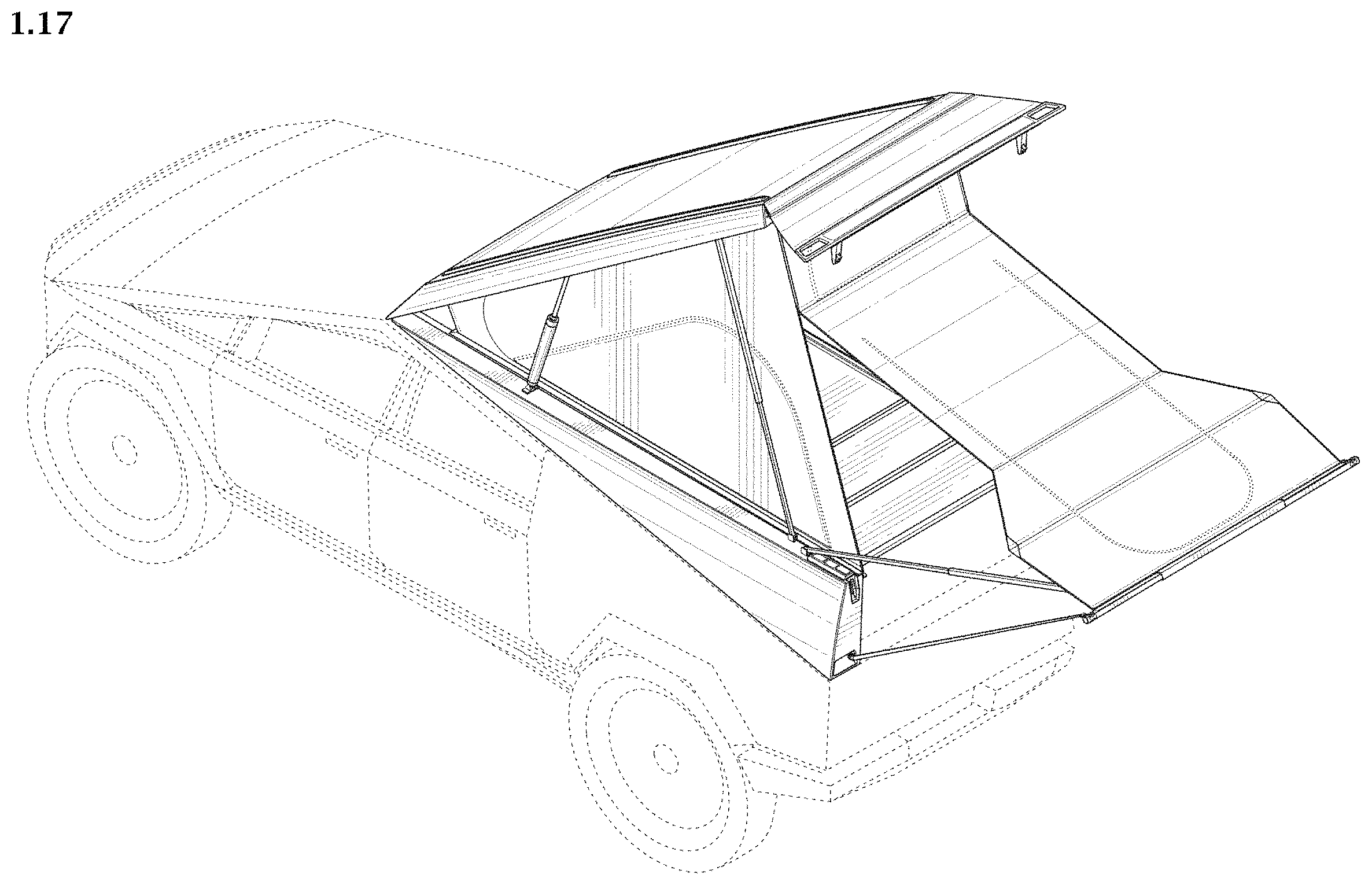 Patent USD1001053 Figure 17 – Pop-up camper for pick-up truck