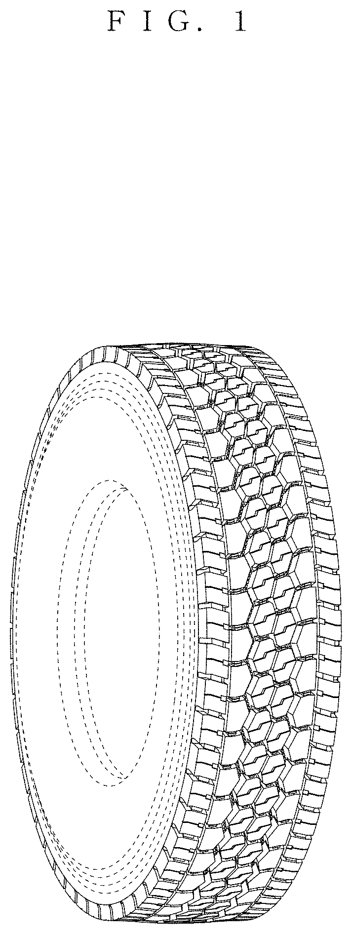 Patent USD1001058 — Tread portion of an automobile tire — Figure 1