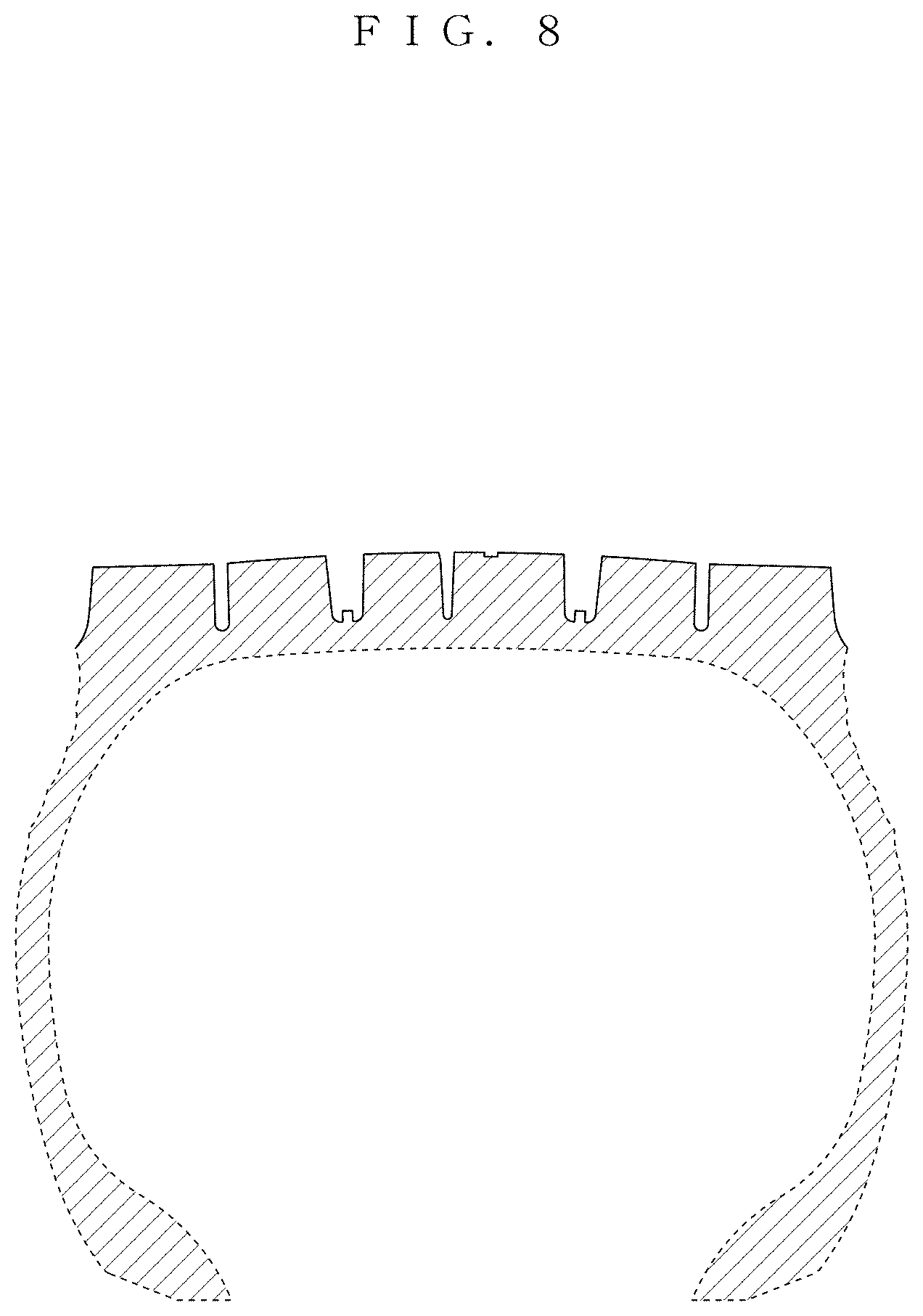 Patent USD1001058 Figure 8 – Tread portion of an automobile tire