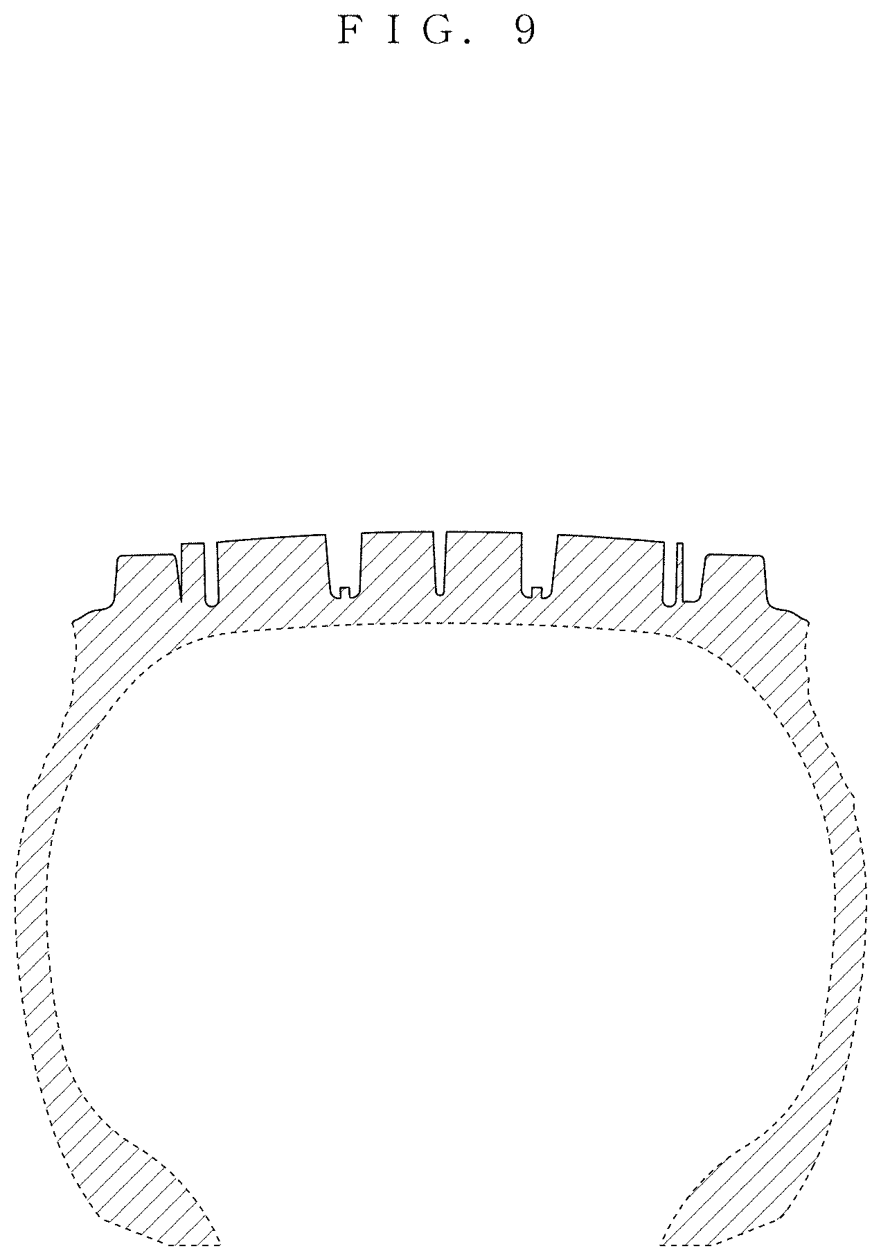 Patent USD1001058 Figure 9 – Tread portion of an automobile tire