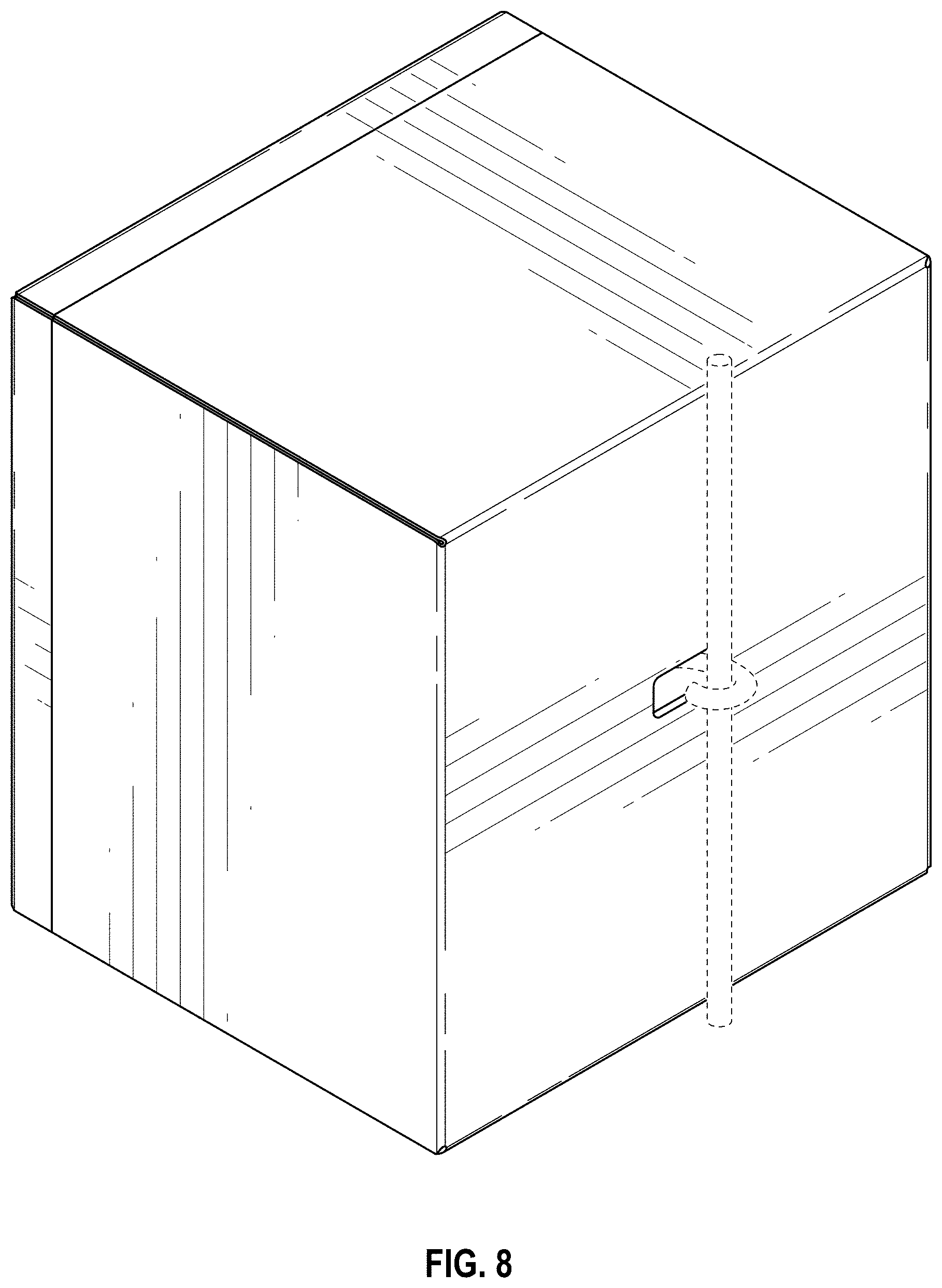 Patent USD1001070 Figure 8 – Golf cart battery with aperture therethrough