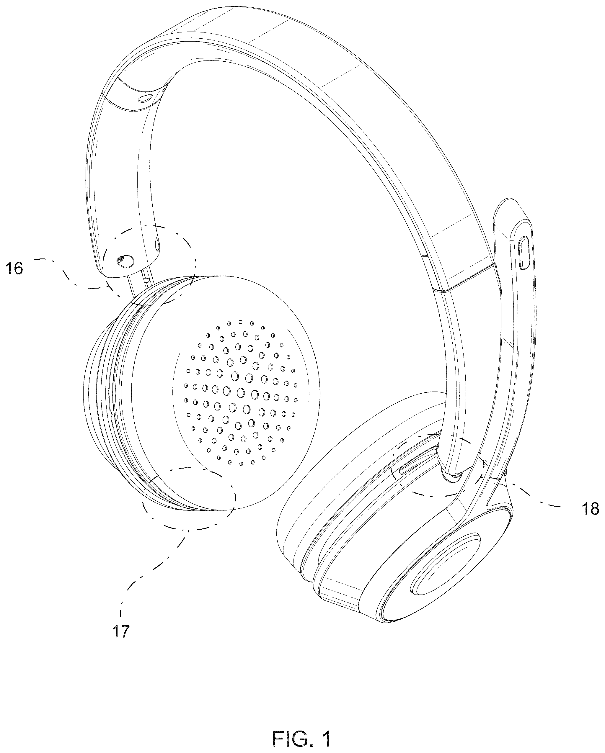 Patent USD1001096 Figure 1 – Headphone and stand assembly