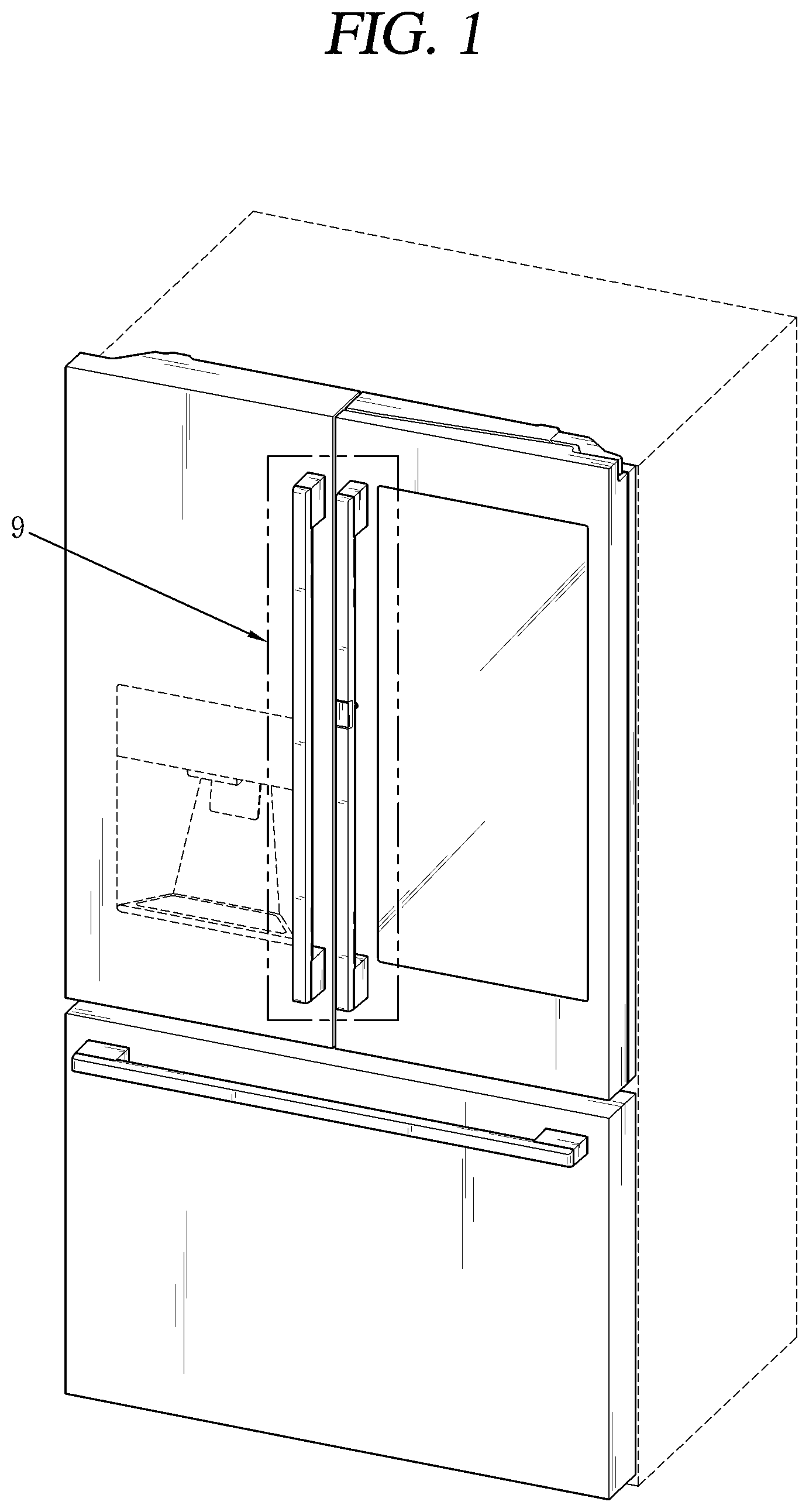 Patent USD1001164 Figure 1 – Refrigerator