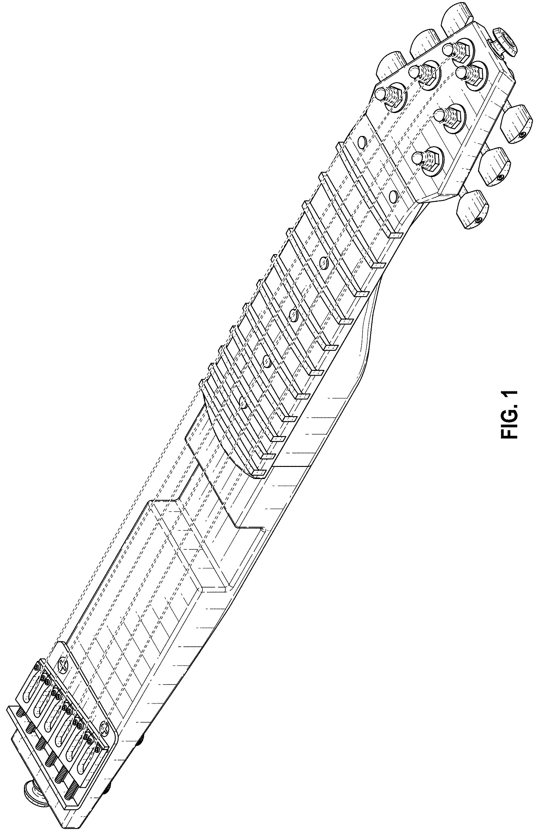 Patent USD1001182 Figure 1 – Folding travel guitar