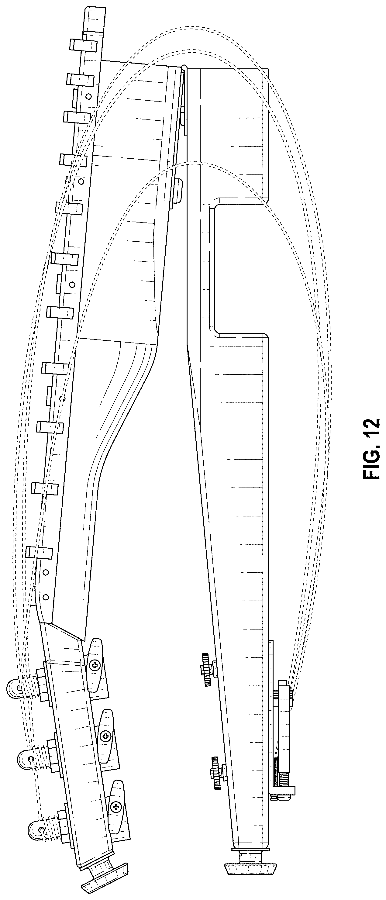 Patent USD1001182 Figure 9 – Folding travel guitar