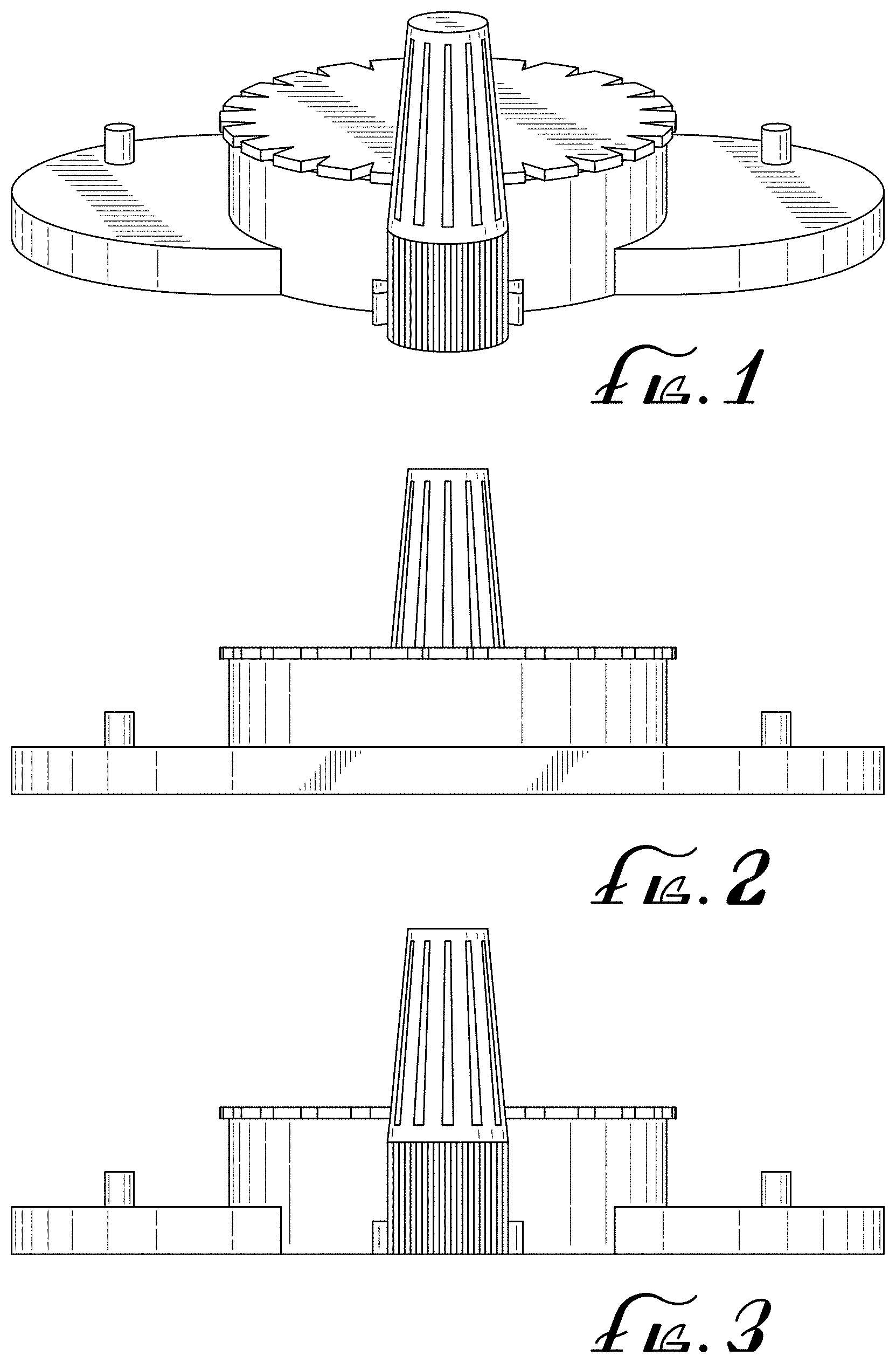 Patent USD1001195 Figure 1 – Display base with extendable-retractable cord and cord end device