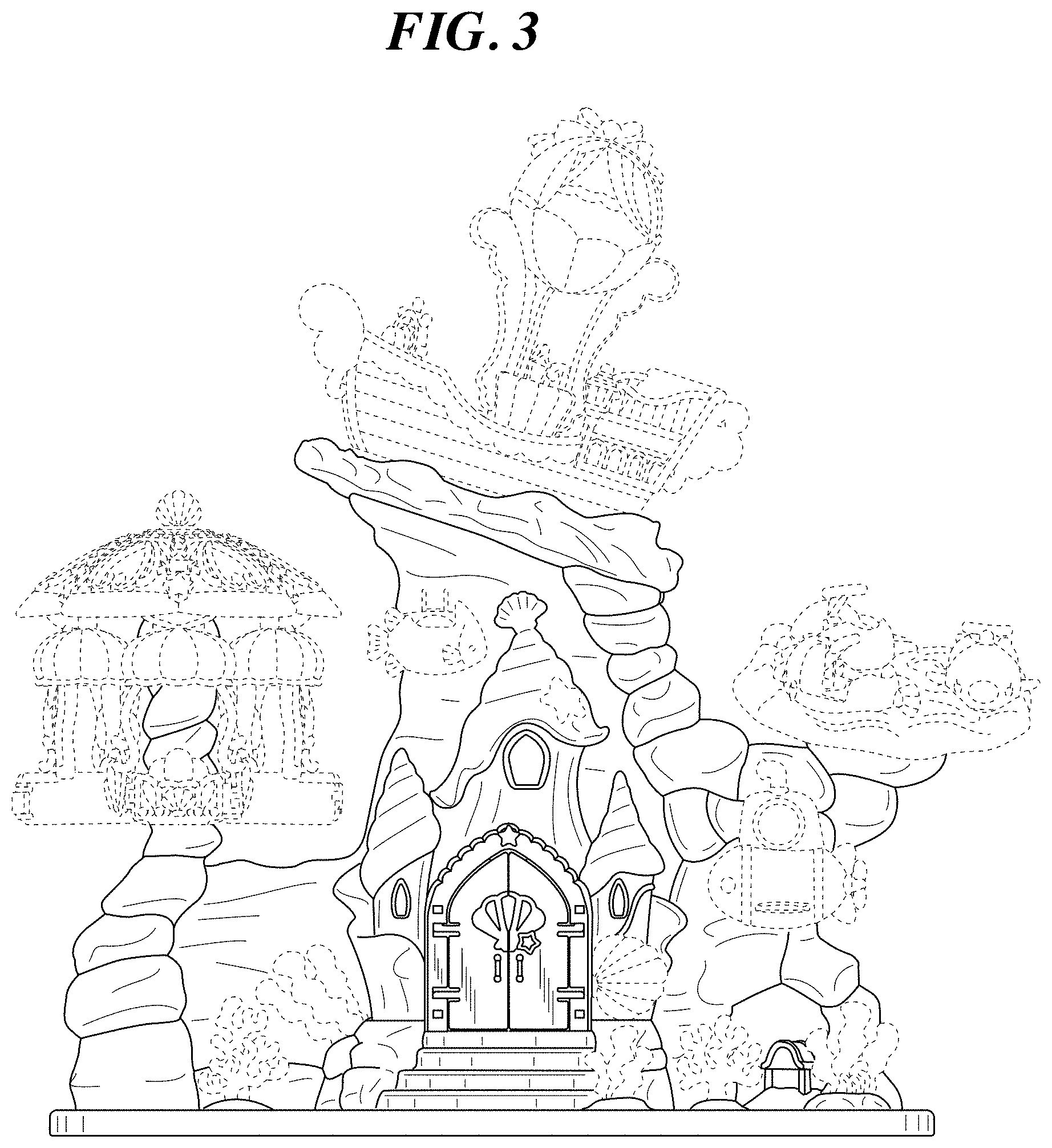 Patent USD1001202 Figure 3 – Toy castle