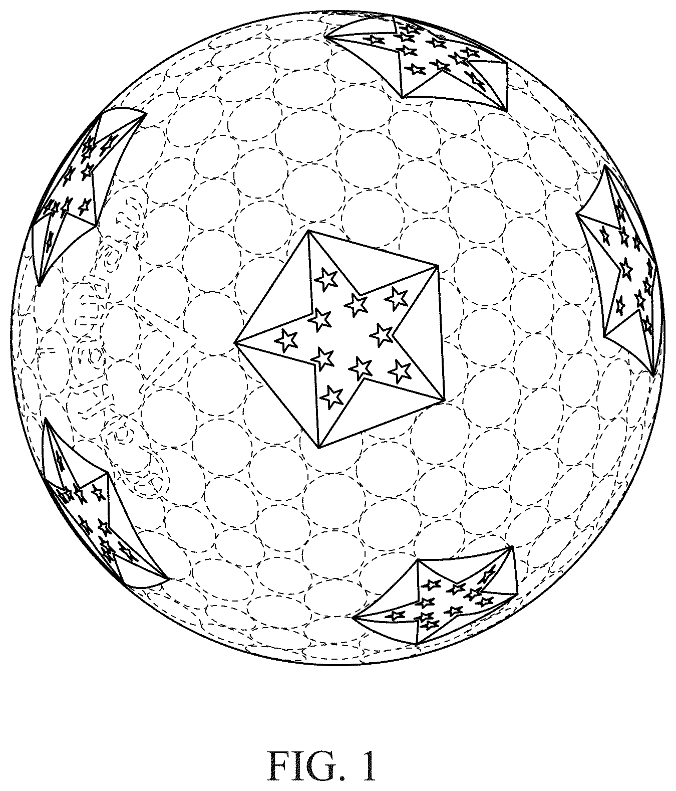 Patent USD1001218 Figure 1 – Golf ball