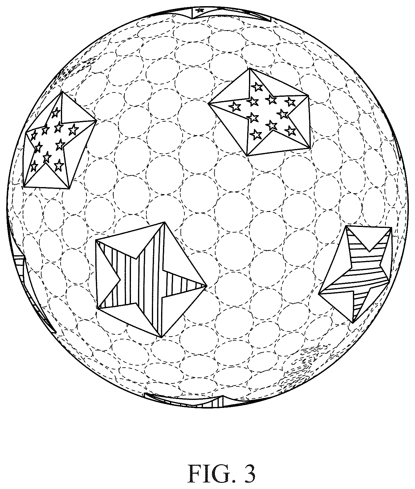 Patent USD1001218 Figure 3 – Golf ball