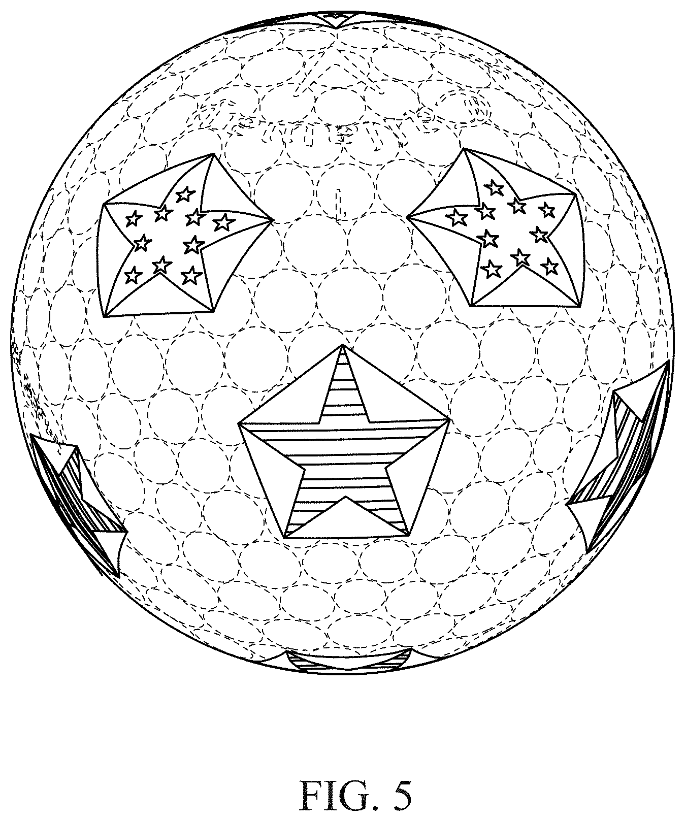 Patent USD1001218 Figure 5 – Golf ball