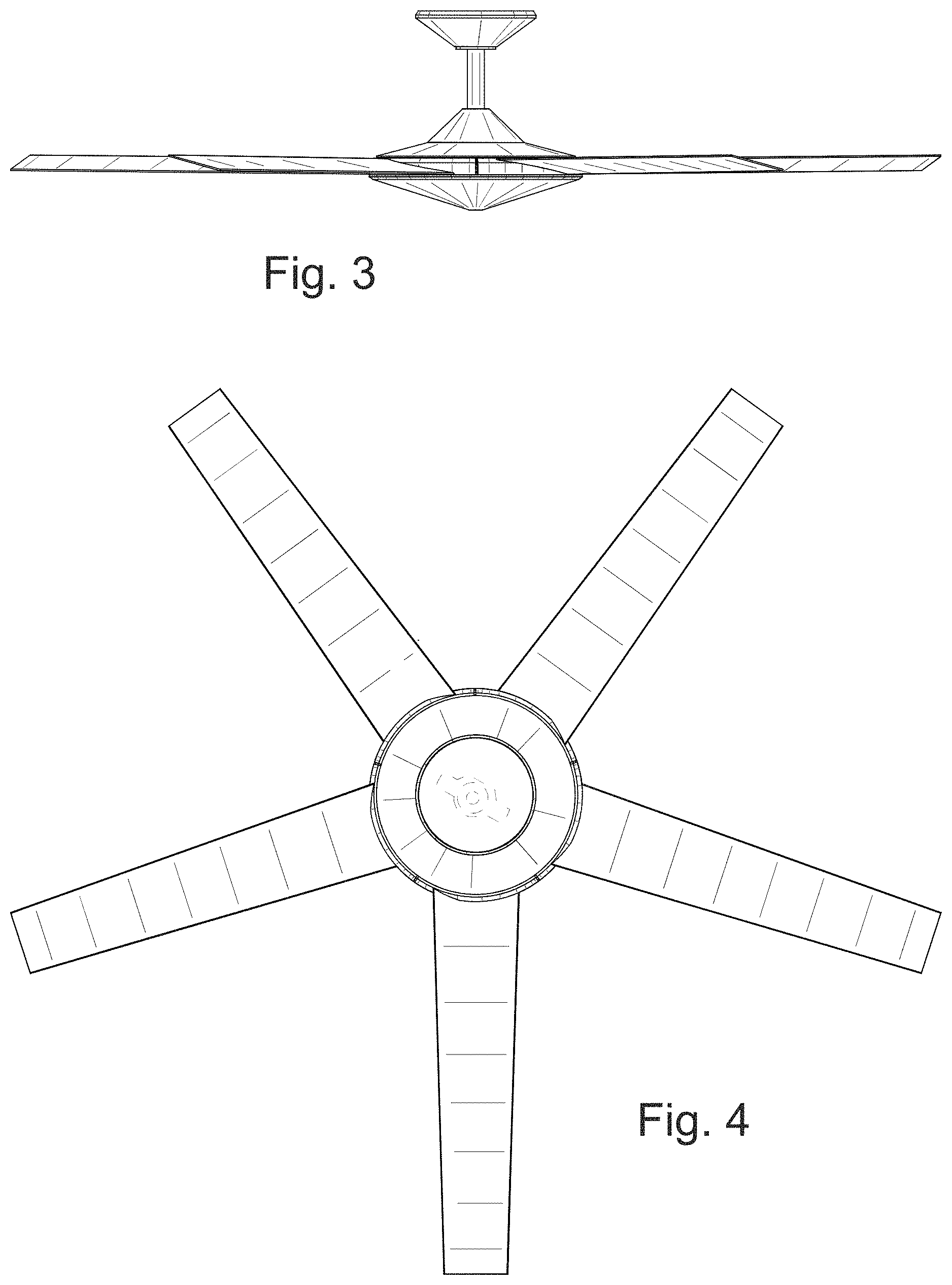 Patent USD1001262 Figure 2 – Five-bladed ceiling fan