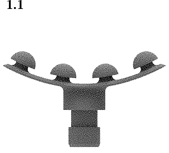Patent USD1001305 Figure 1 – Massage head of the fascia gun