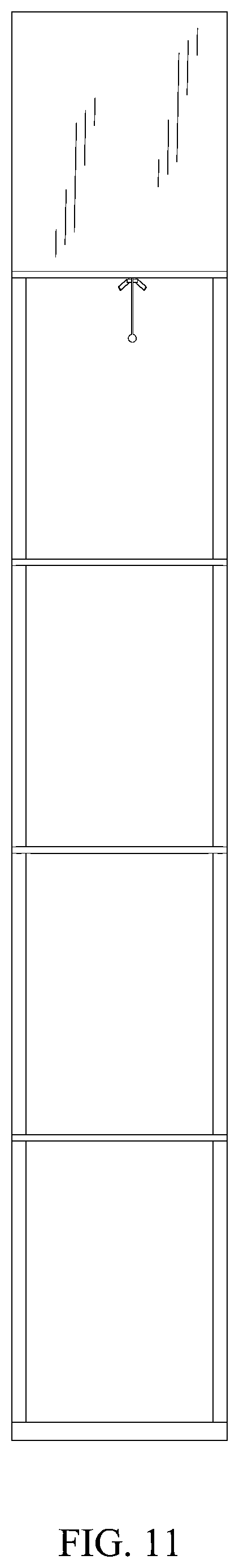 Patent USD1001330 Figure 10 – Fan-shaped bookshelf with a lamp