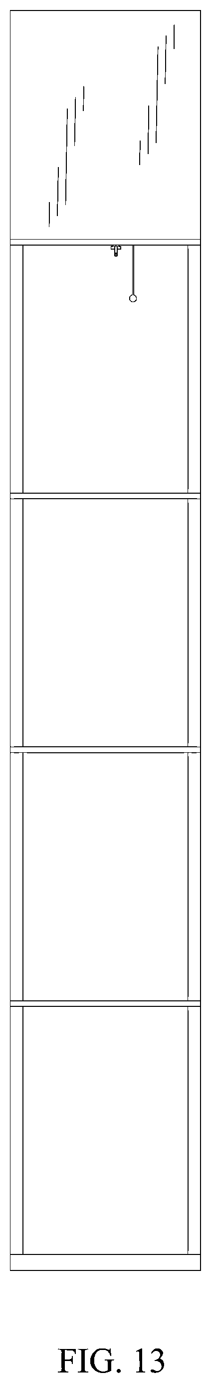 Patent USD1001330 Figure 12 – Fan-shaped bookshelf with a lamp