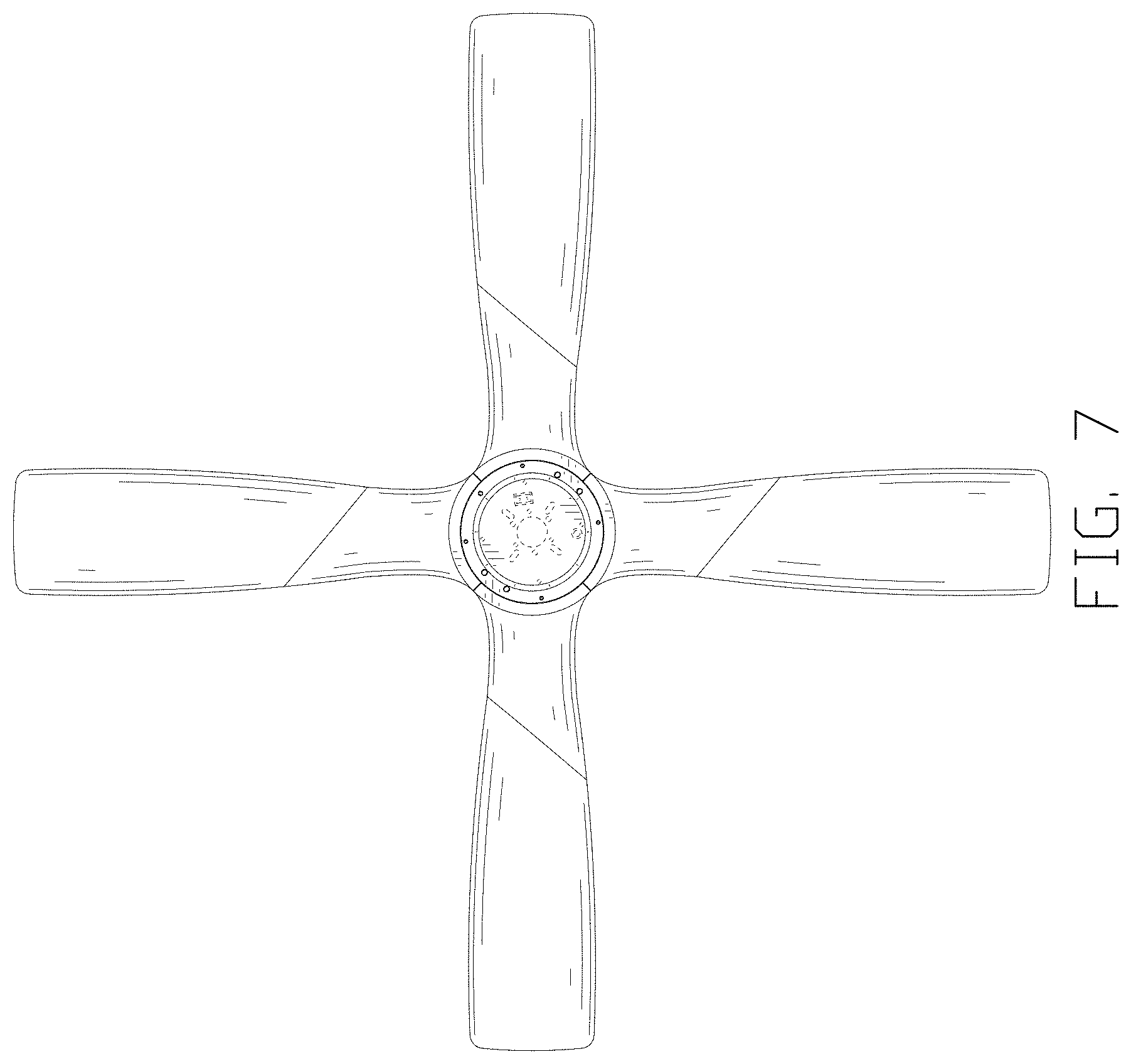 Patent USD1001331 Figure 7 – Ceiling fan with lamp