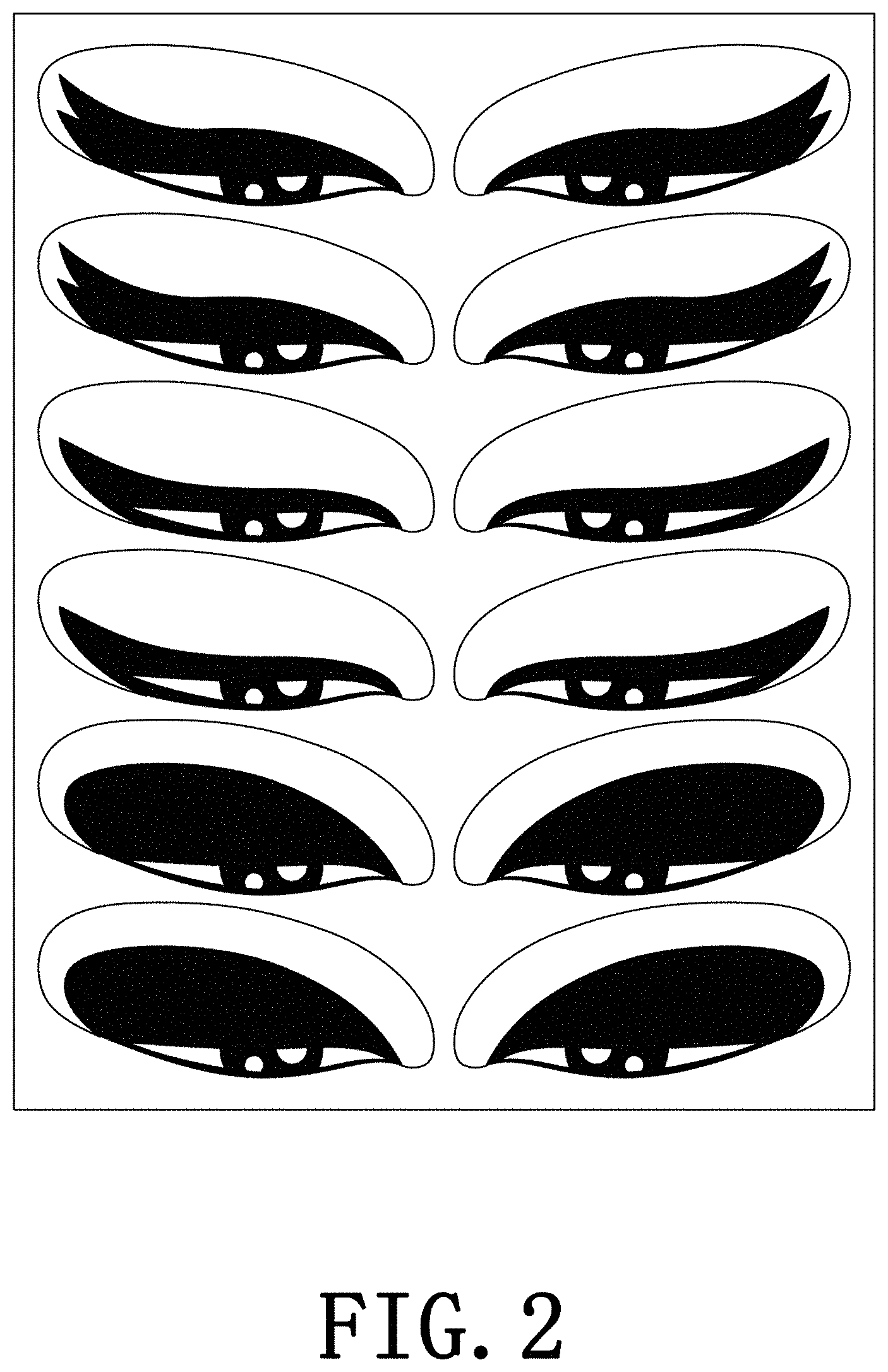 Patent USD1001367 Figure 2 – Set of eyeliner stencil