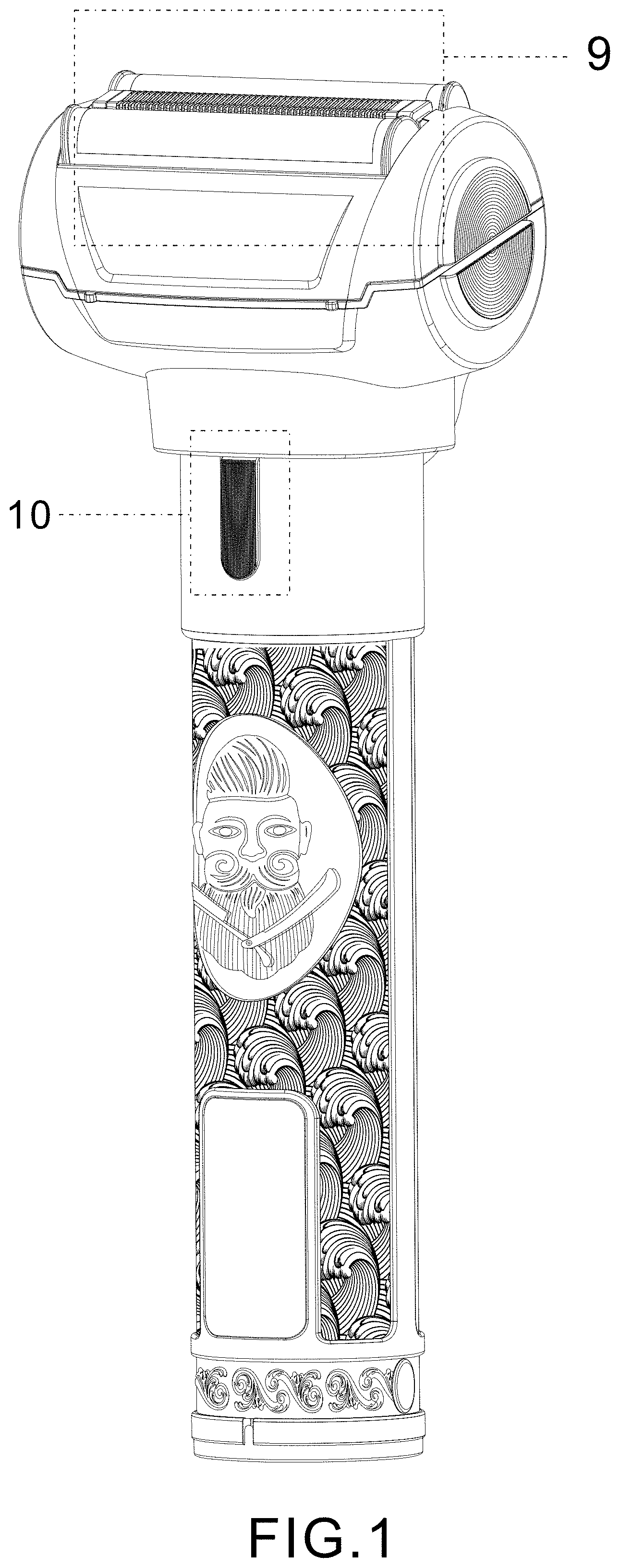 Patent USD1001378 Figure 1 – Electric shaver