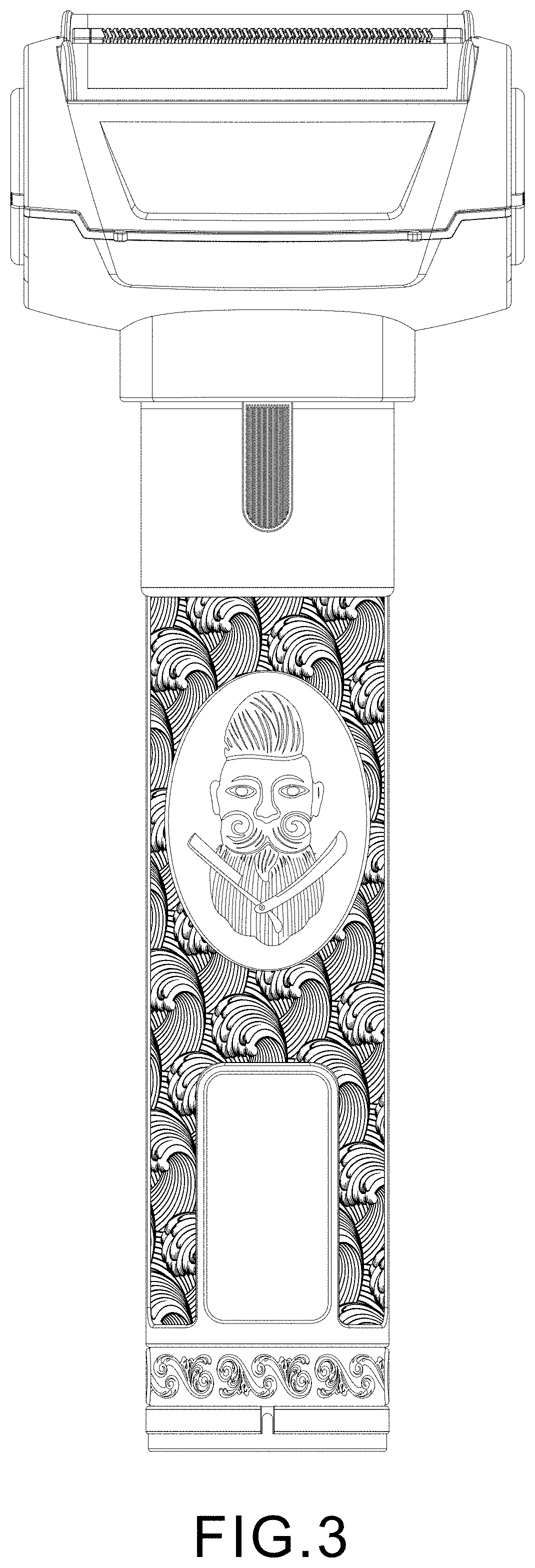 Patent USD1001378 Figure 3 – Electric shaver