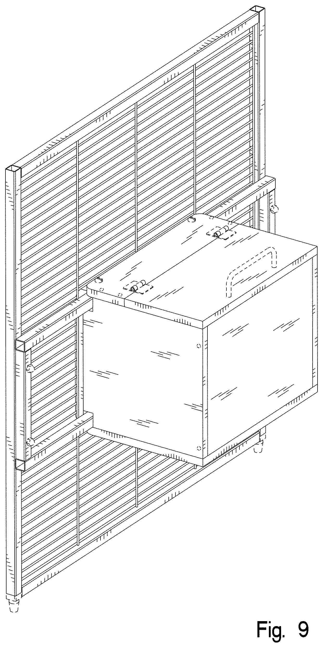 Patent USD1001383 Figure 7 – Combined breeder box and panel assembly
