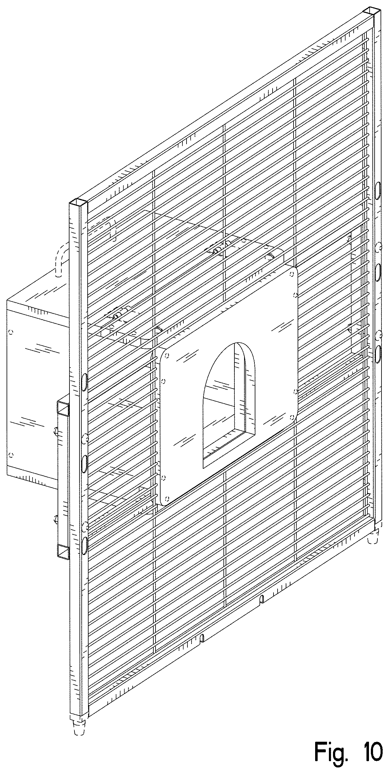 Patent USD1001383 Figure 8 – Combined breeder box and panel assembly