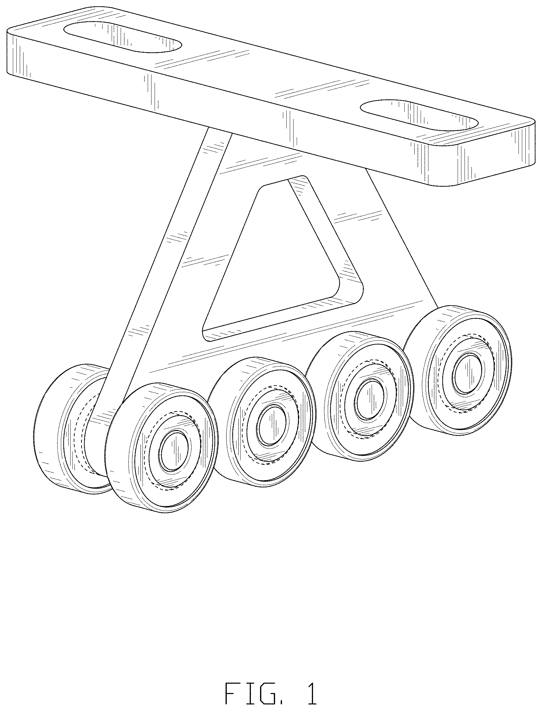 Patent USD1001409 Figure 1 – Wheel for a cargo lift